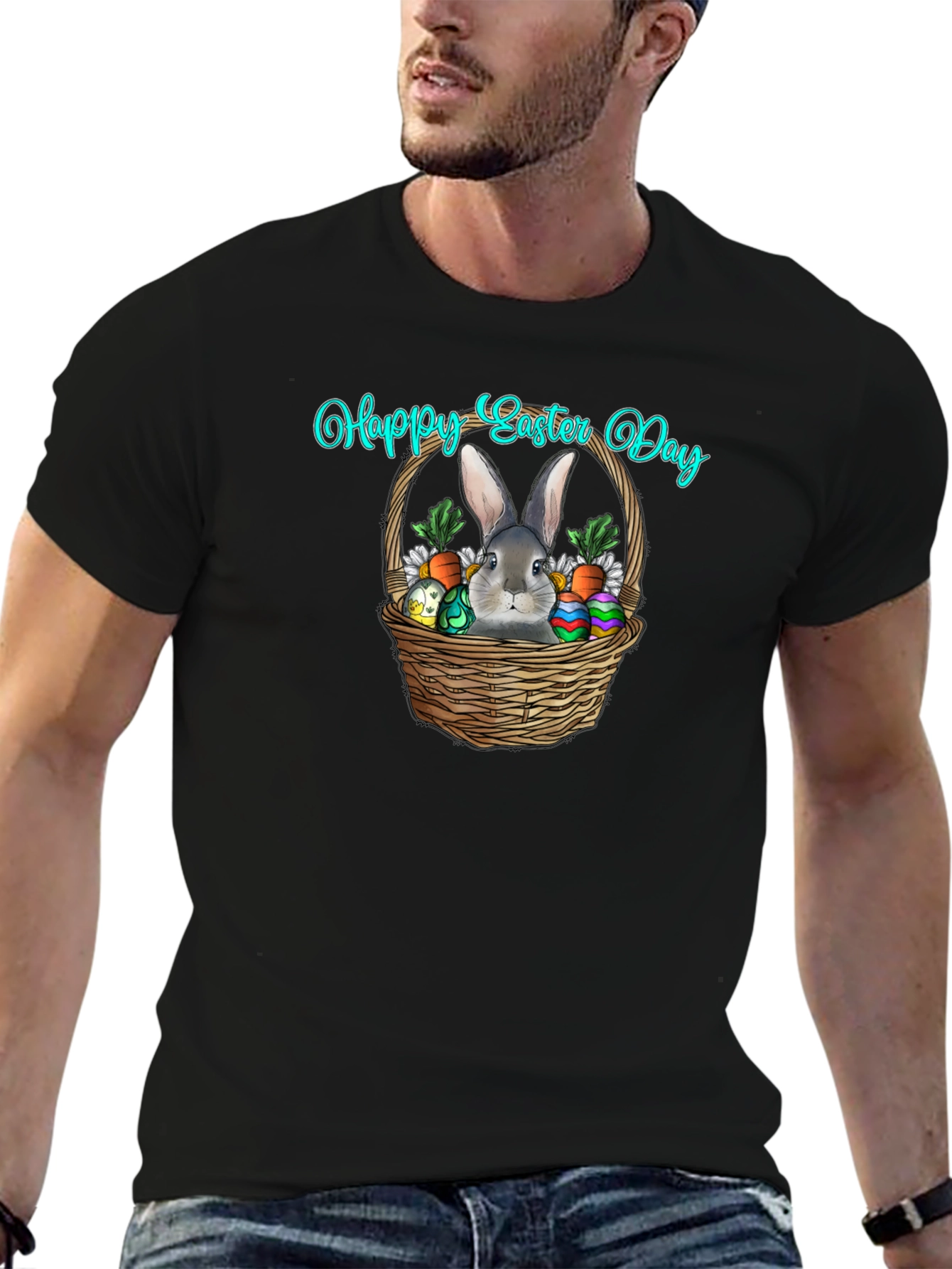 Happy Easter Day Rabbit Basket T-Shirt