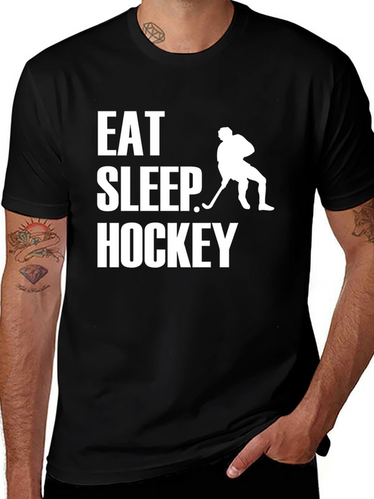 Eat Sleep Hockey T-Shirt - Sporty Graphic Tee for Hockey Lovers