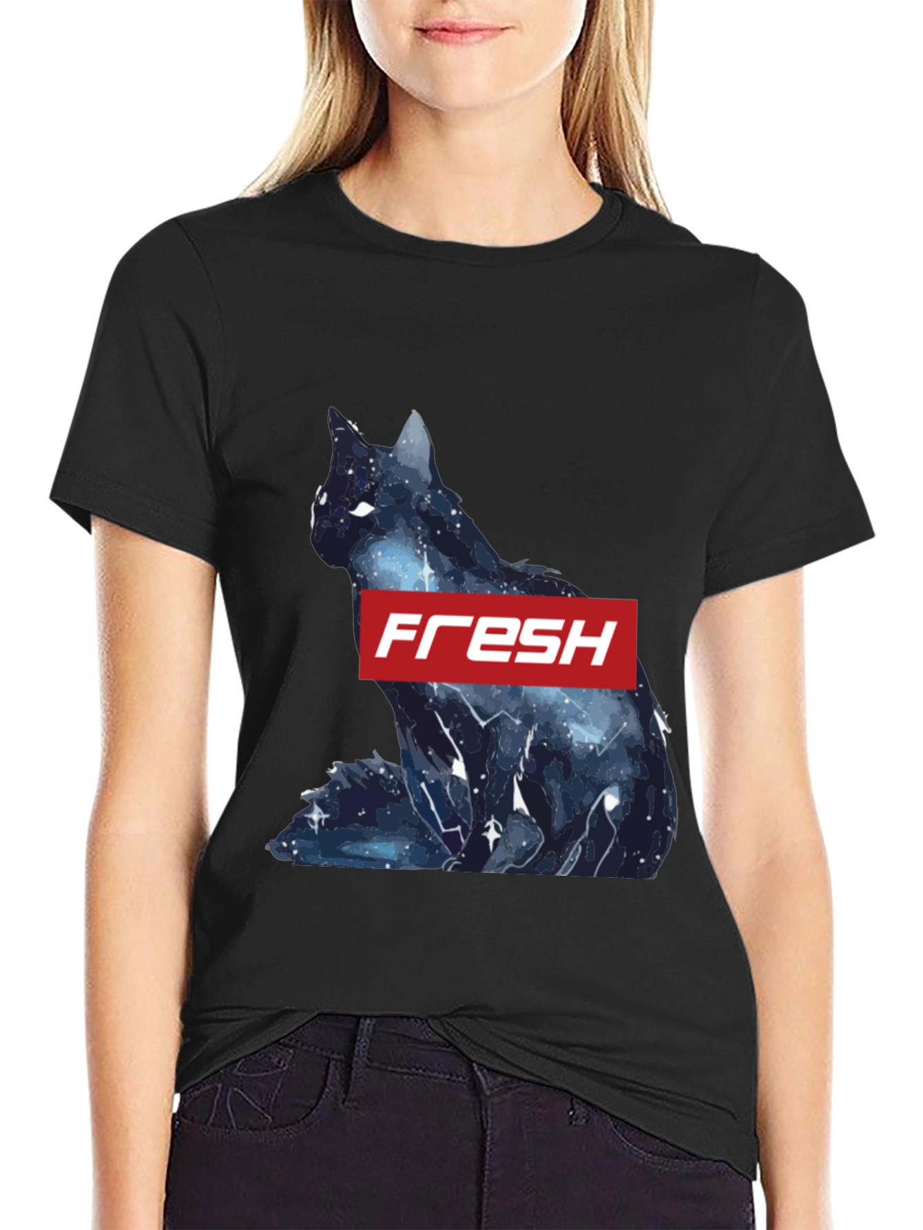 Fresh Galaxy Cat T-Shirt - Stylish Black Tee