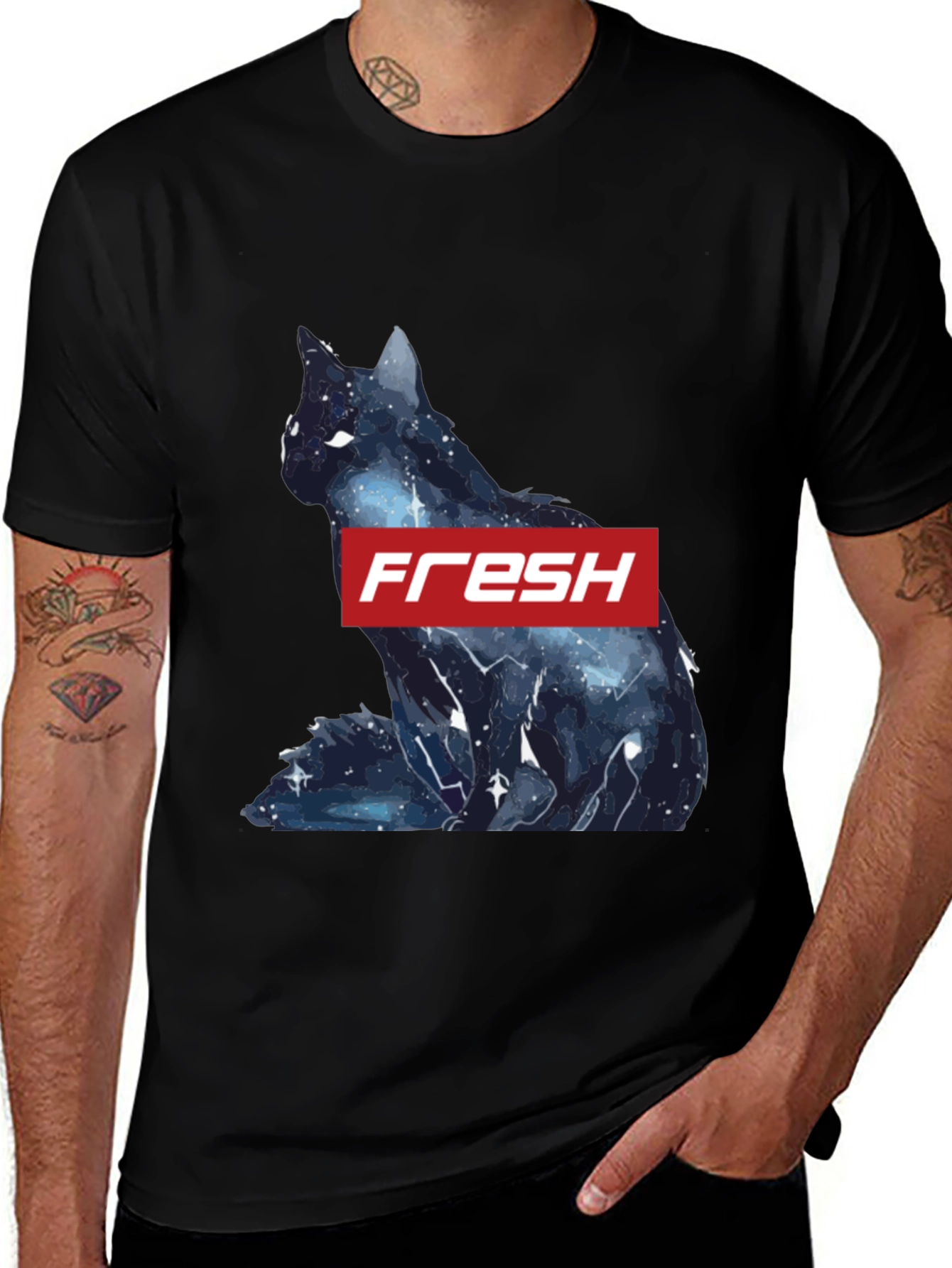 Fresh Galaxy Cat T-Shirt - Stylish Black Tee