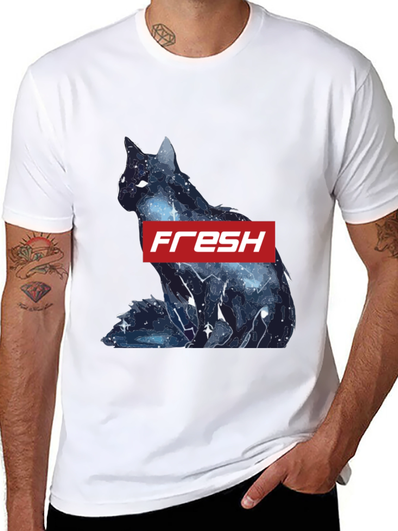 Fresh Galaxy Cat T-Shirt - Stylish Black Tee