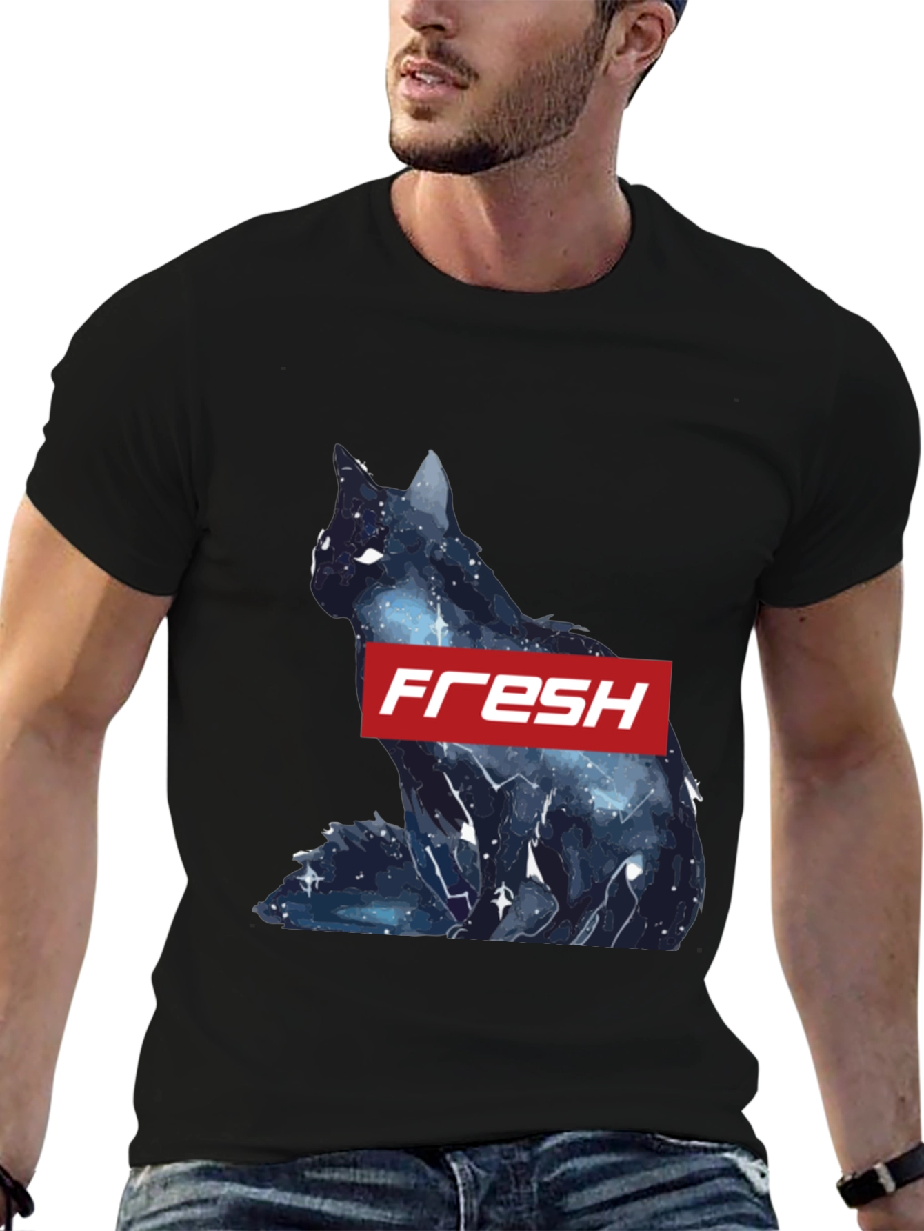 Fresh Galaxy Cat T-Shirt - Stylish Black Tee