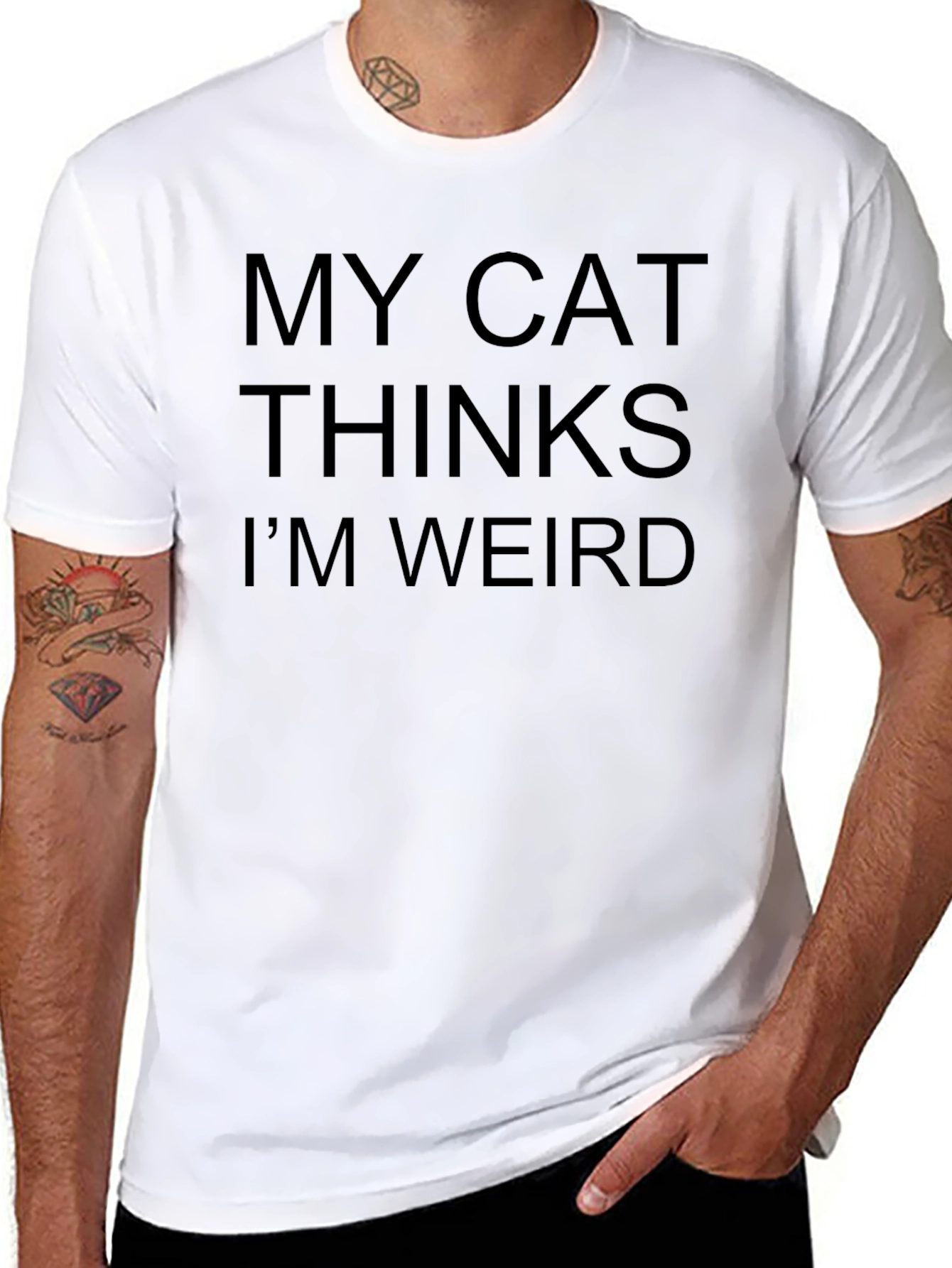 My Cat Thinks Im Weird - Black T-Shirt
