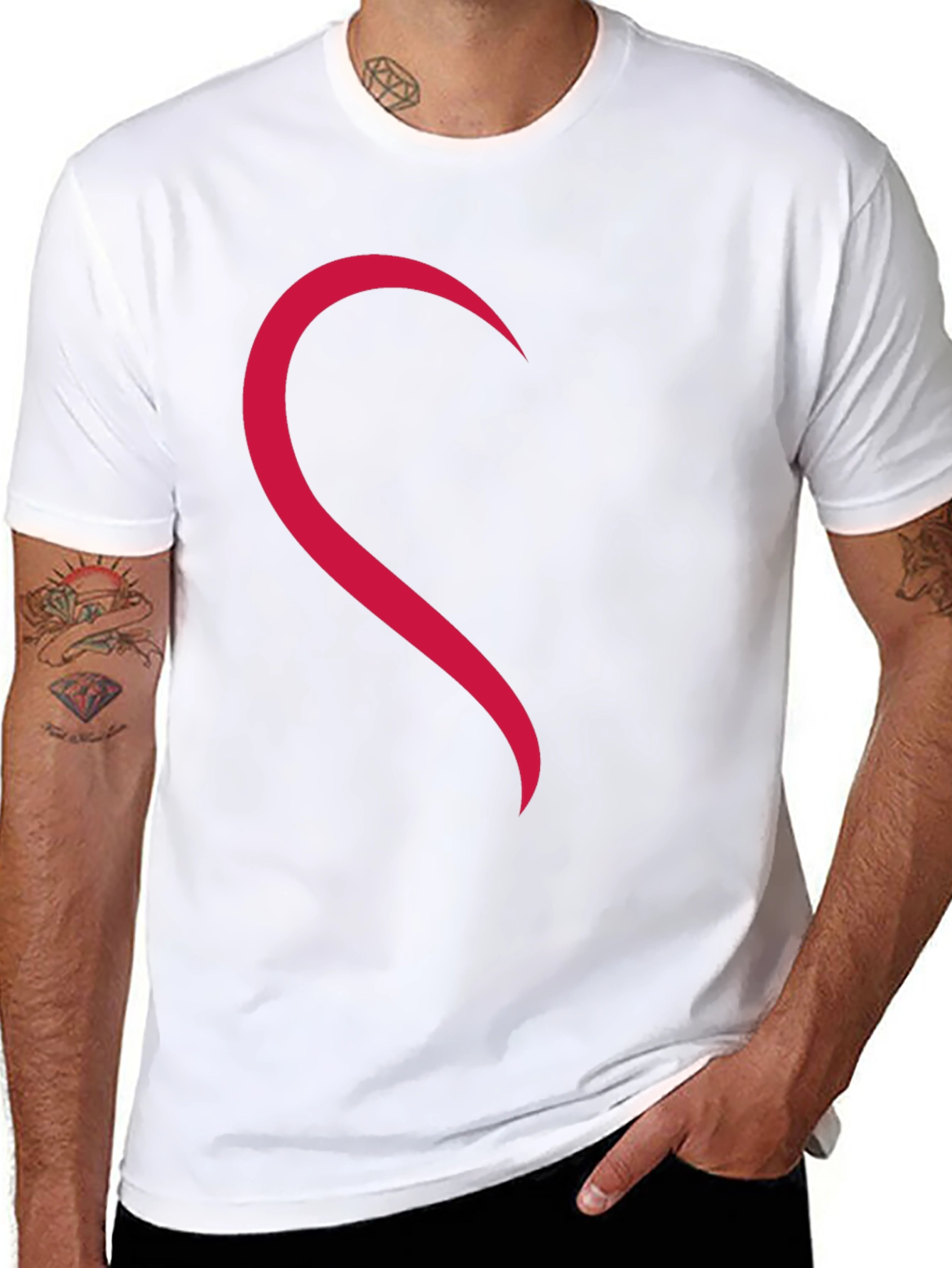 Matching Heart Half Print Tee - Black