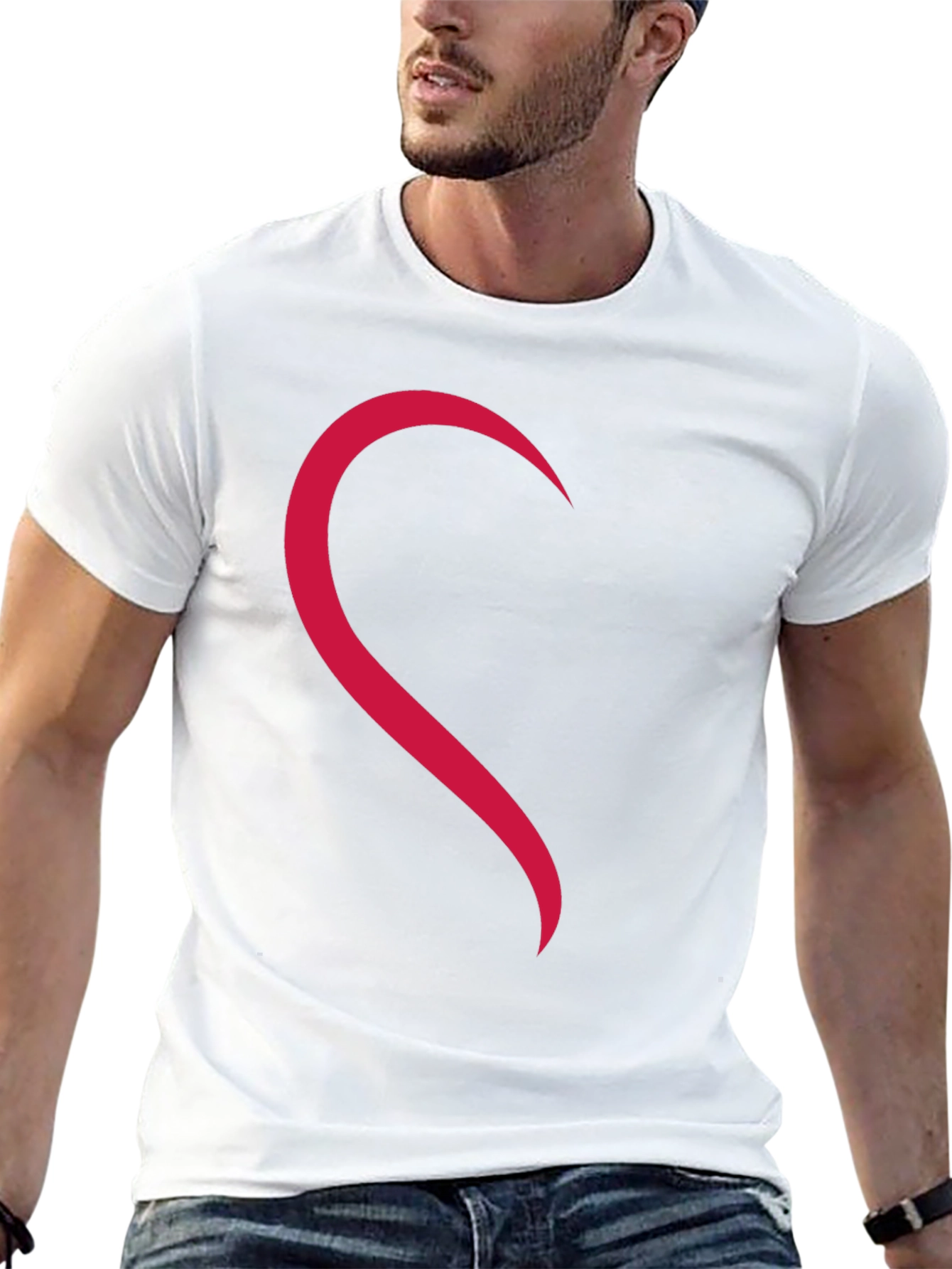 Matching Heart Half Print Tee - Black