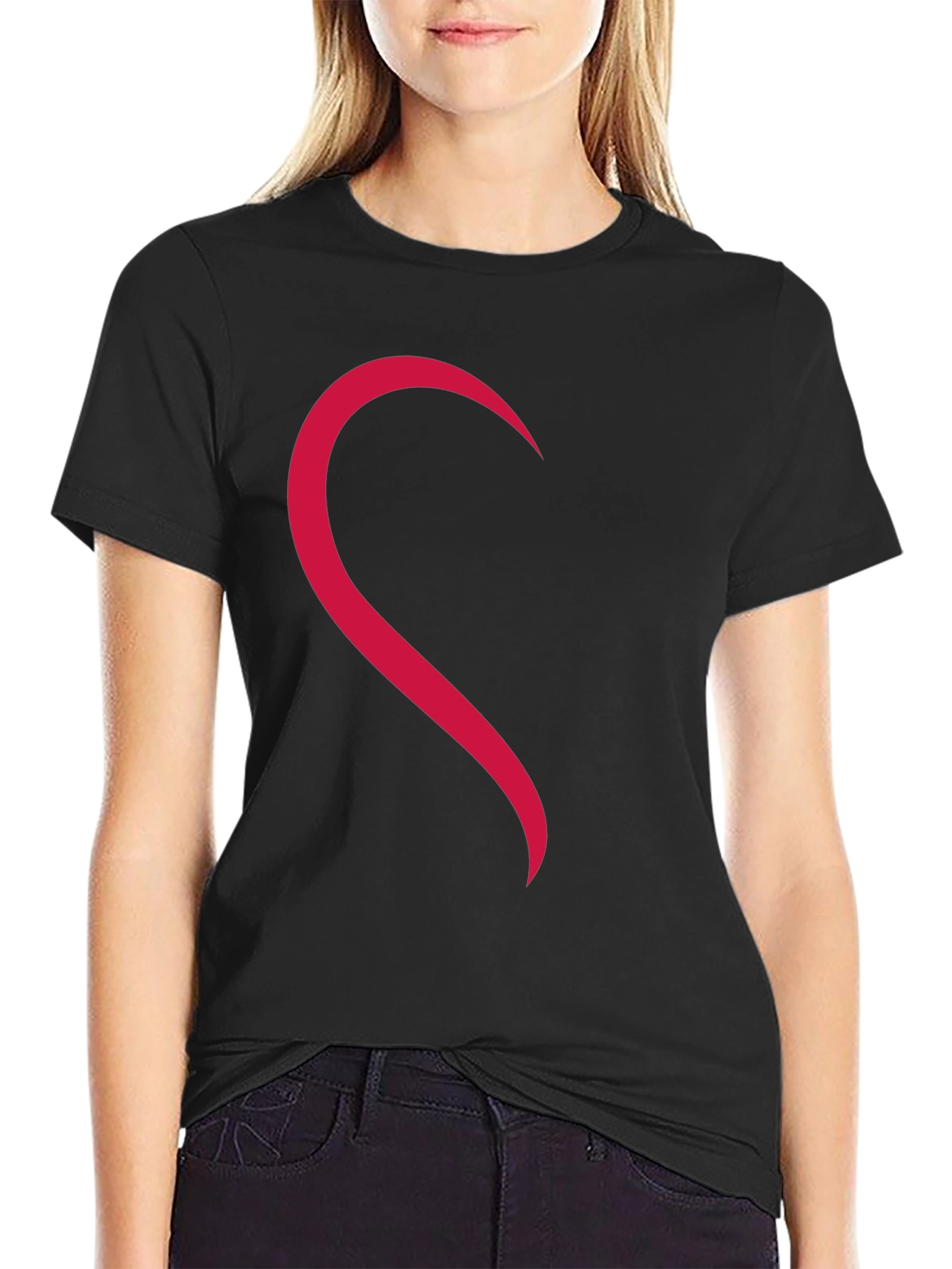 Matching Heart Half Print Tee - Black
