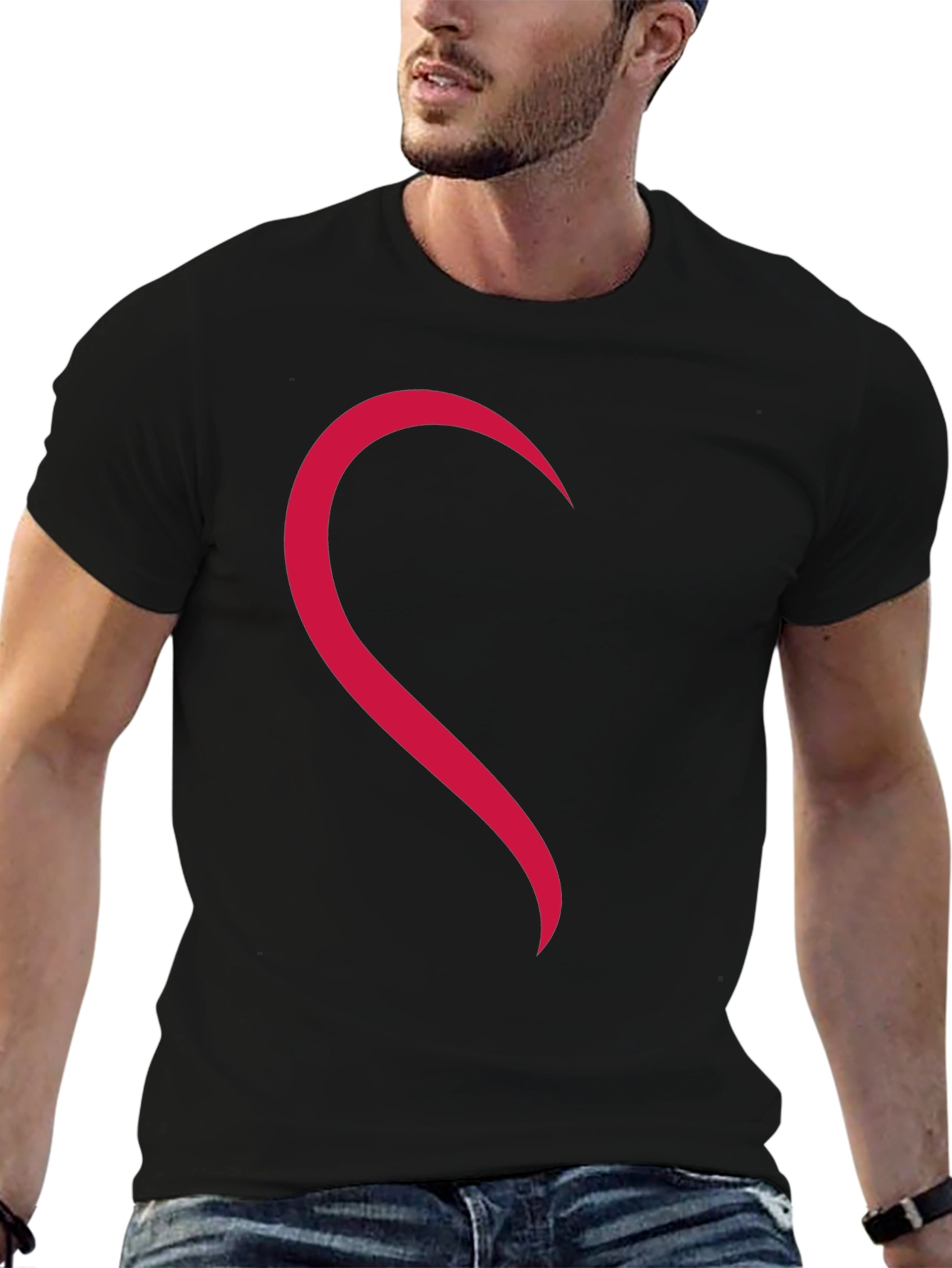 Matching Heart Half Print Tee - Black