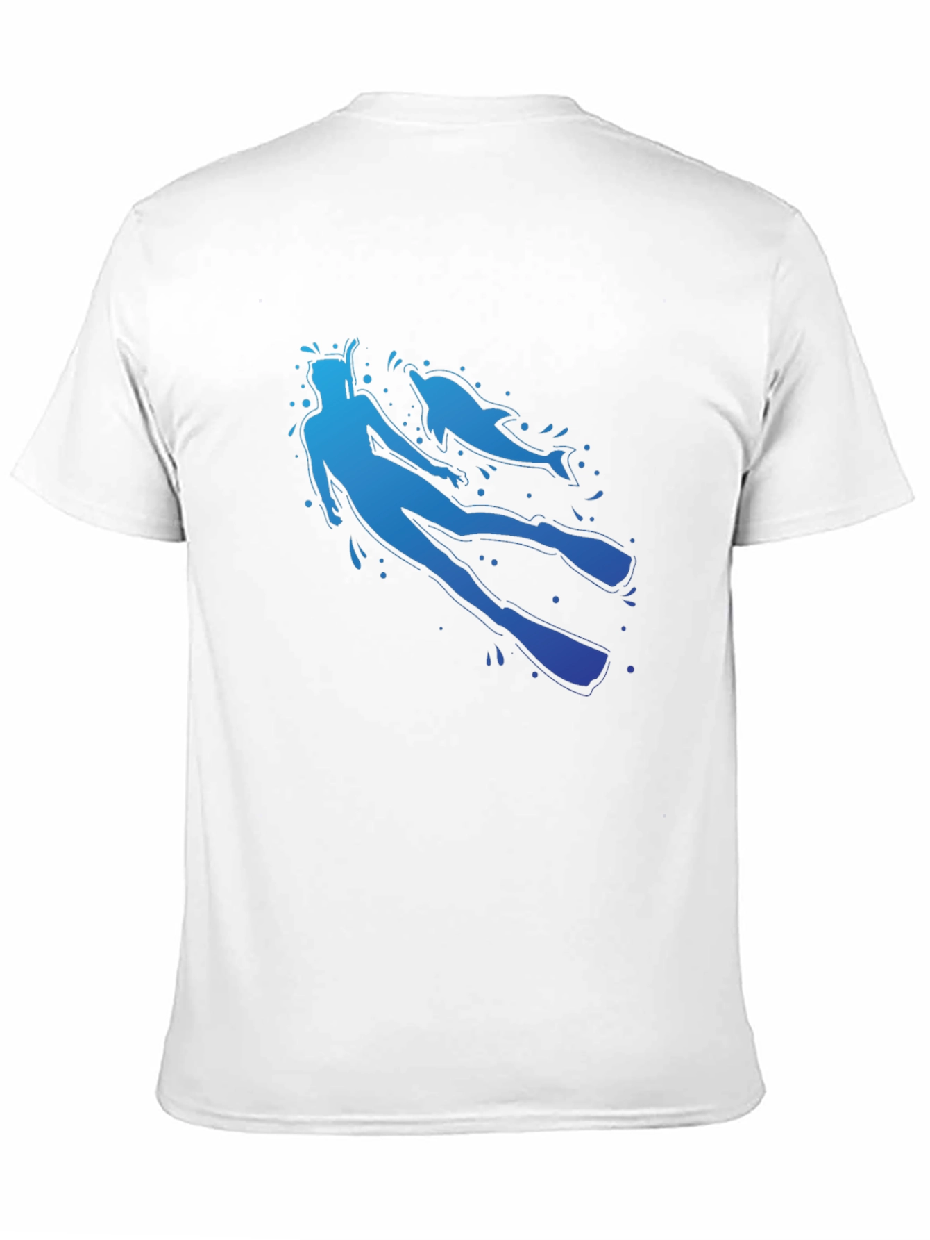 Diver and Dolphin Graphic T-Shirt - Black Crew Neck