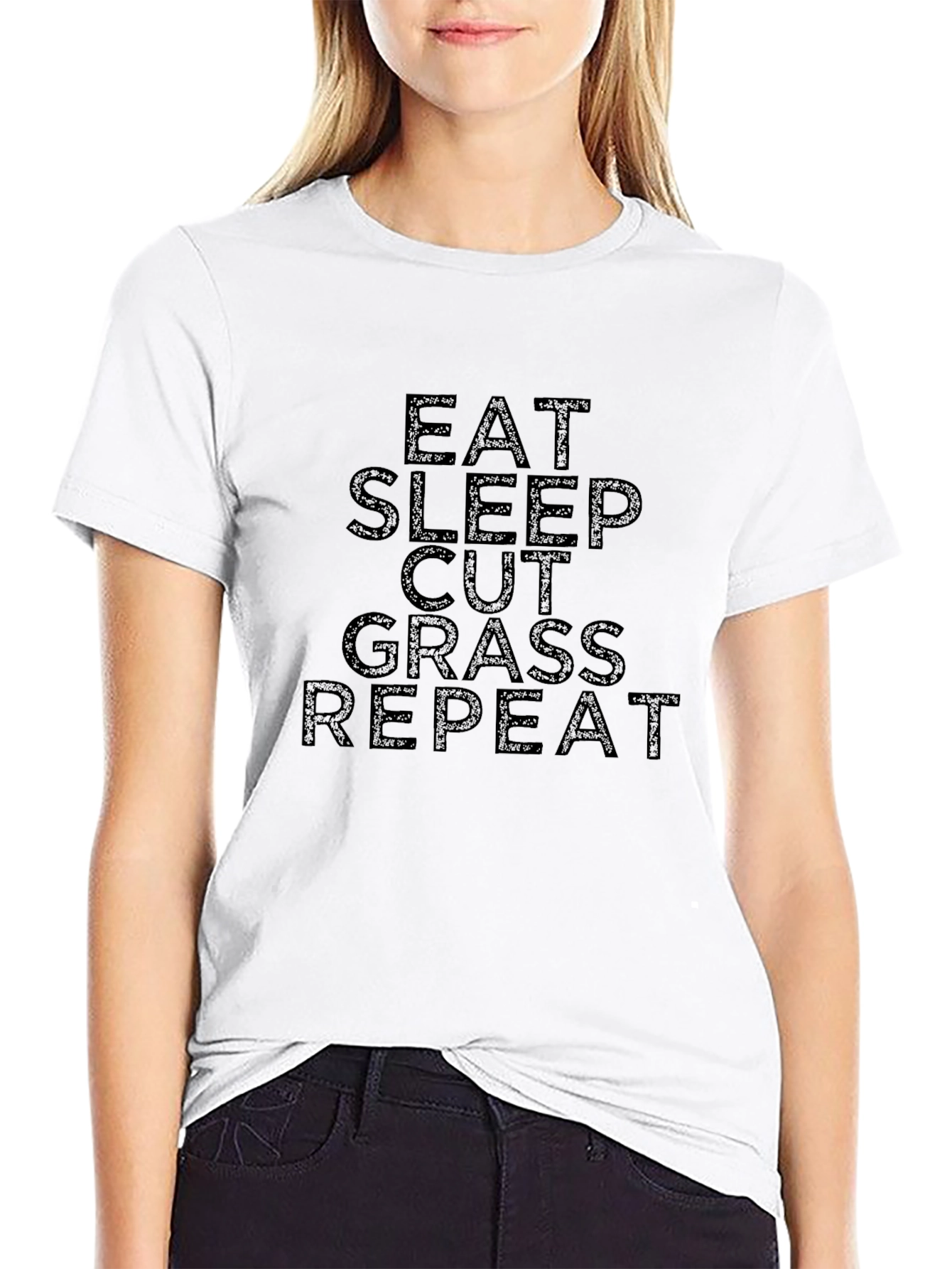 Eat Sleep Cut Grass Repeat Black T-Shirt