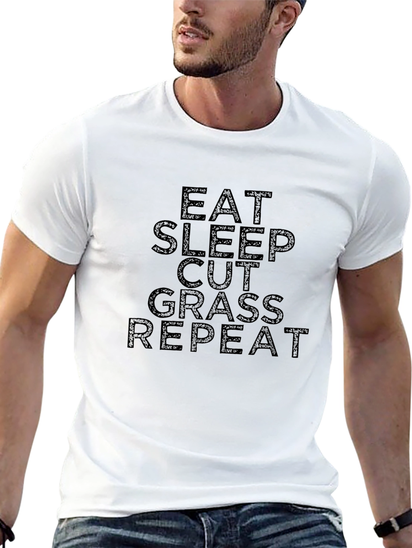 Eat Sleep Cut Grass Repeat Black T-Shirt
