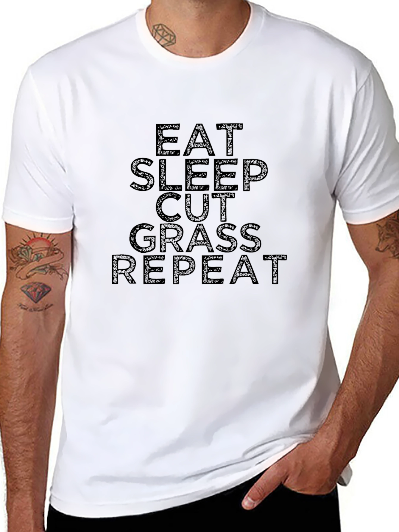 Eat Sleep Cut Grass Repeat Black T-Shirt