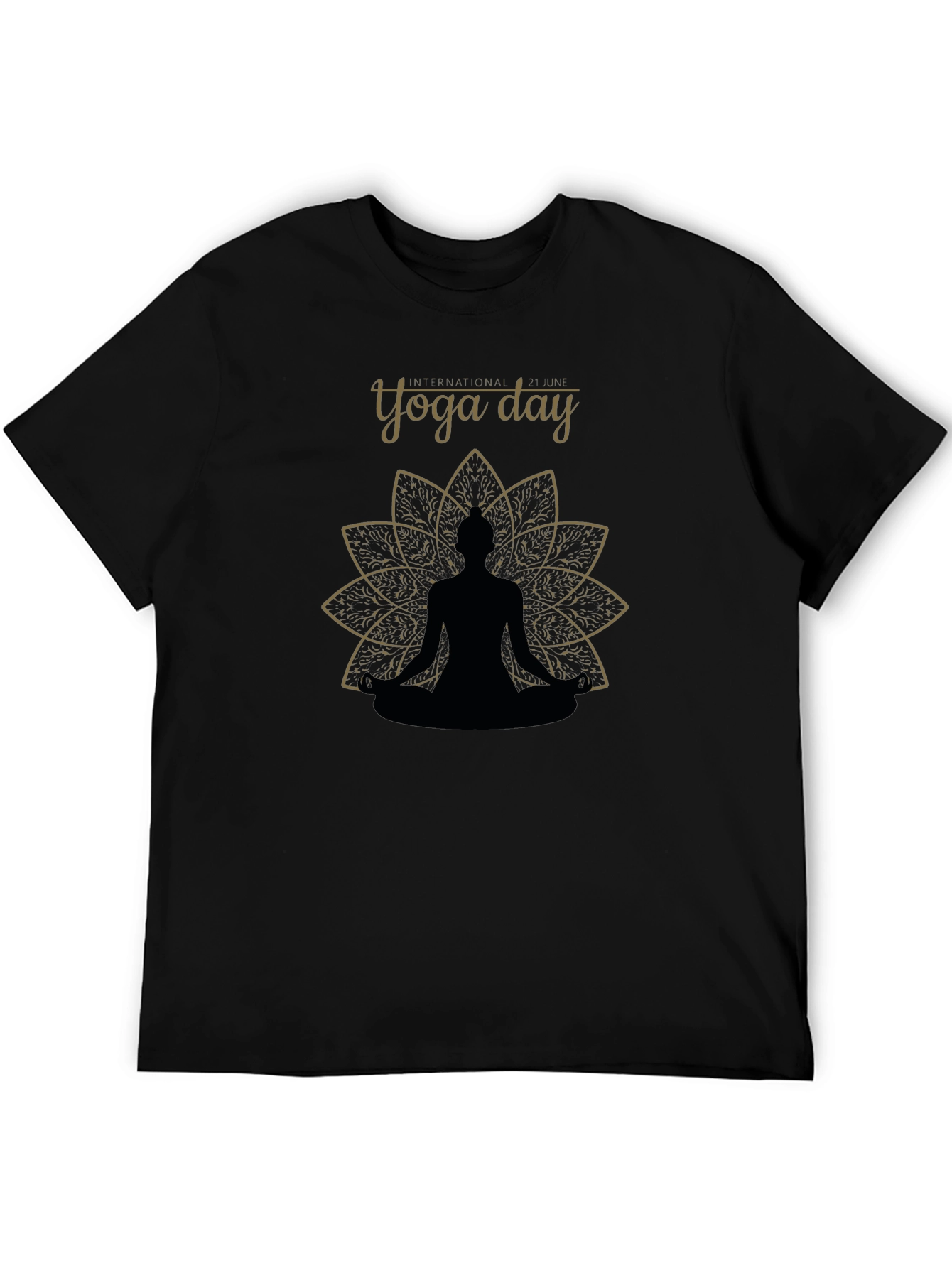 International Yoga Day Black T-Shirt
