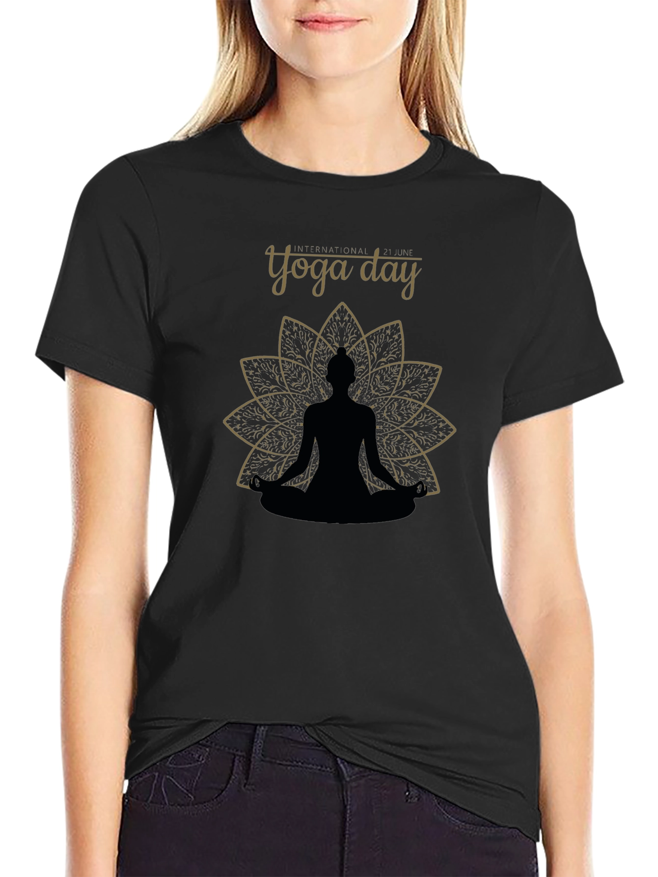 International Yoga Day Black T-Shirt