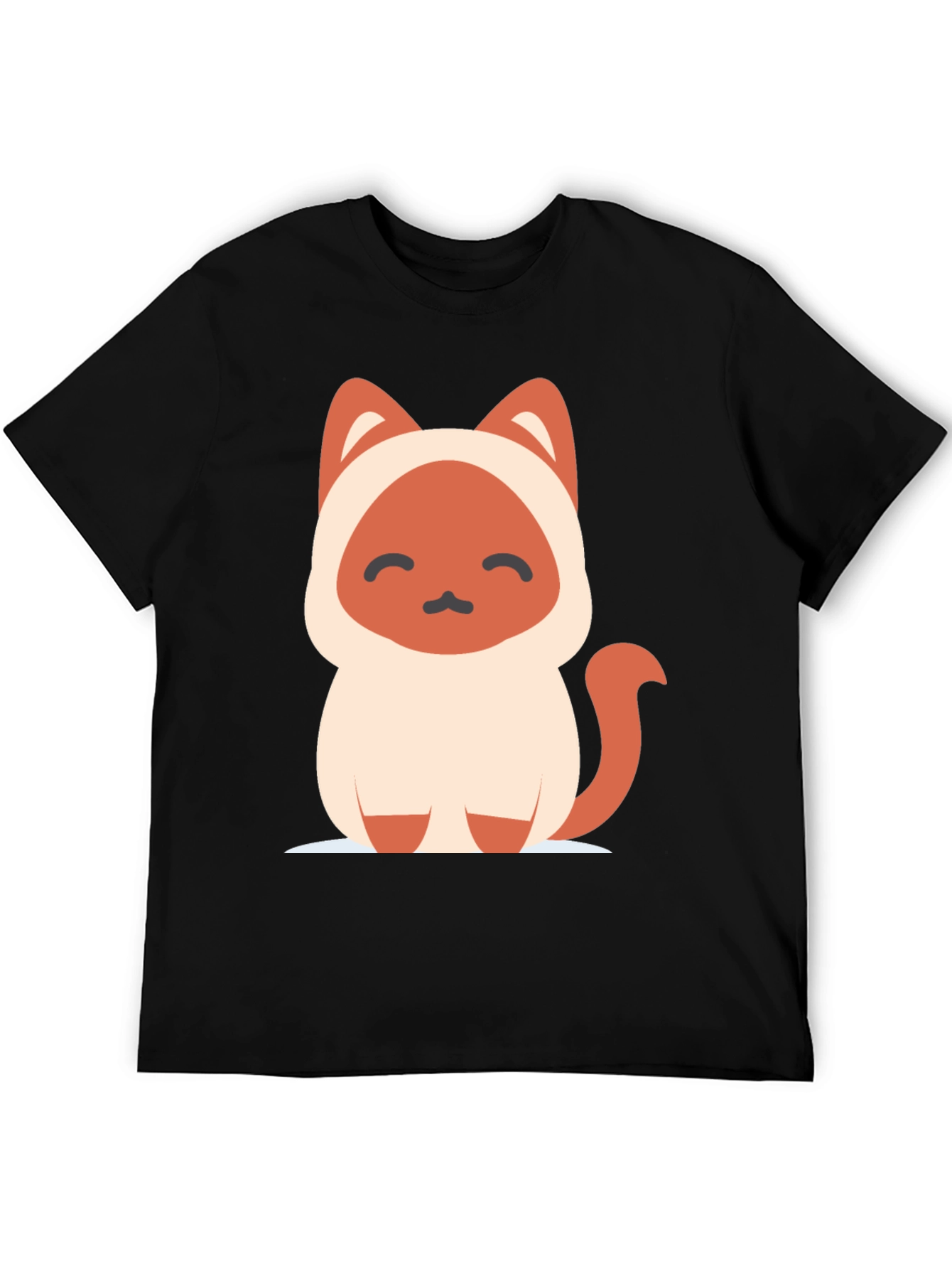 Cute Cartoon Cat Graphic Tee - Unisex Black T-Shirt