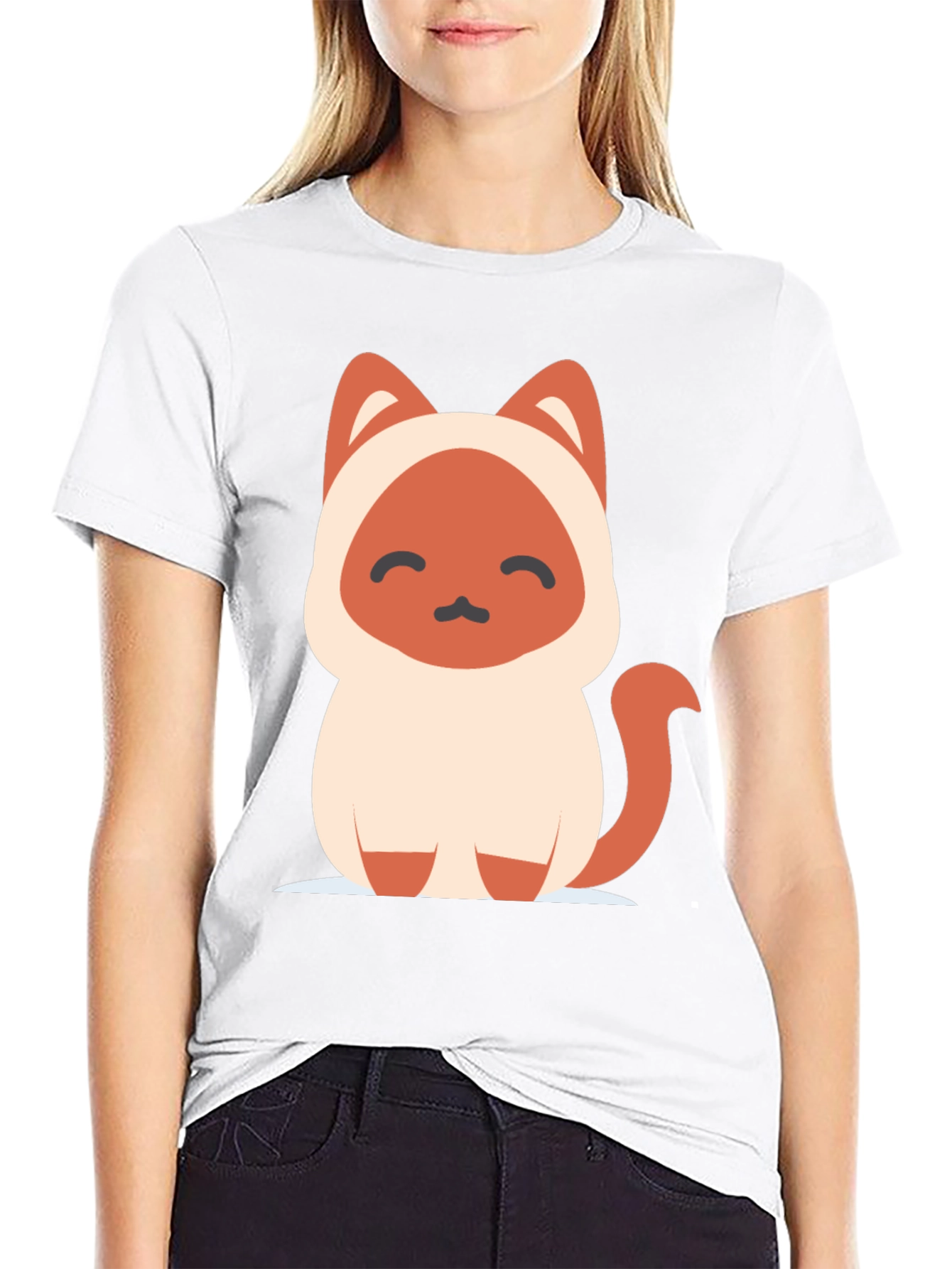 Cute Cartoon Cat Graphic Tee - Unisex Black T-Shirt