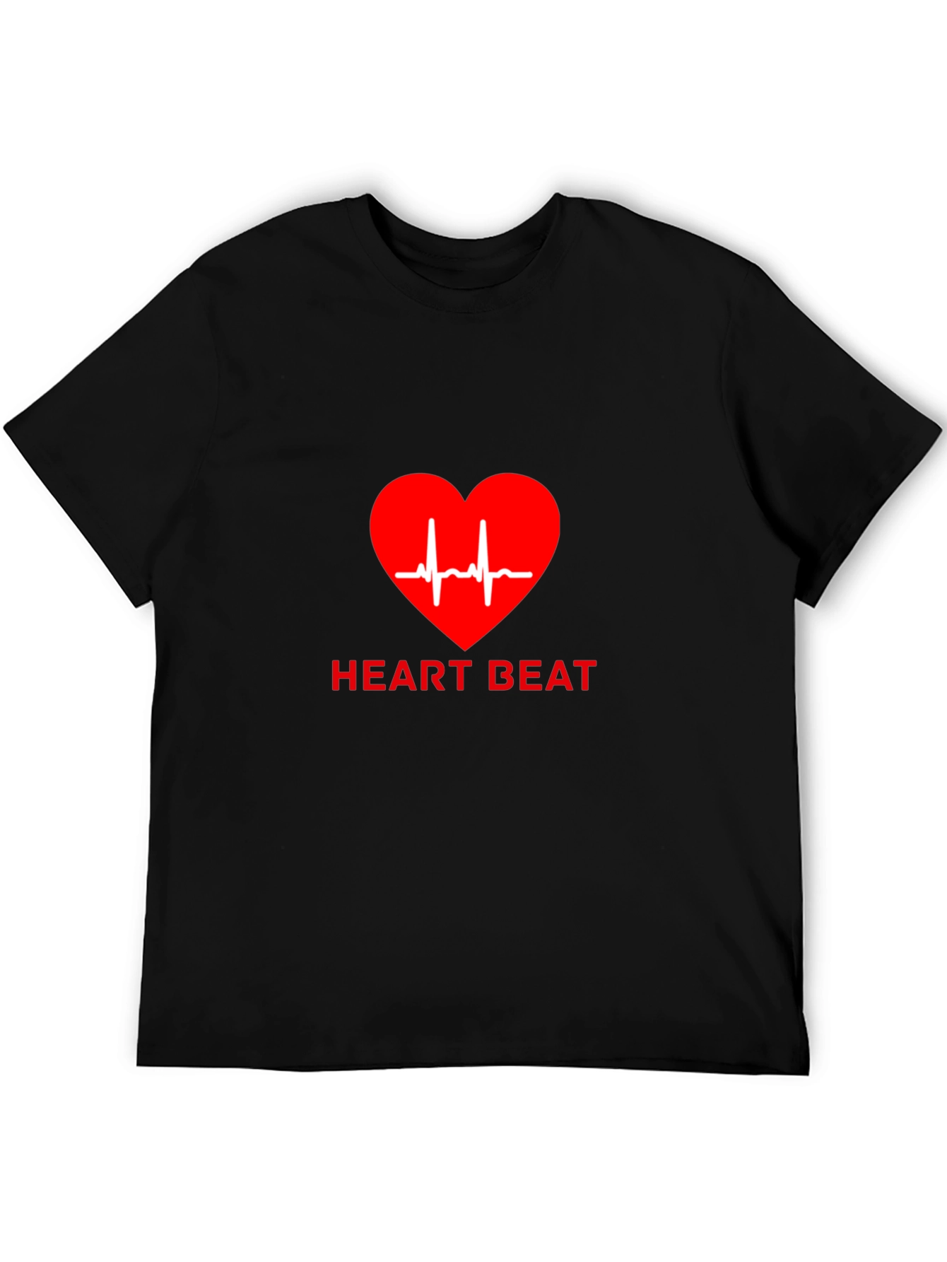 Heartbeat Graphic Tee - Black Casual T-Shirt