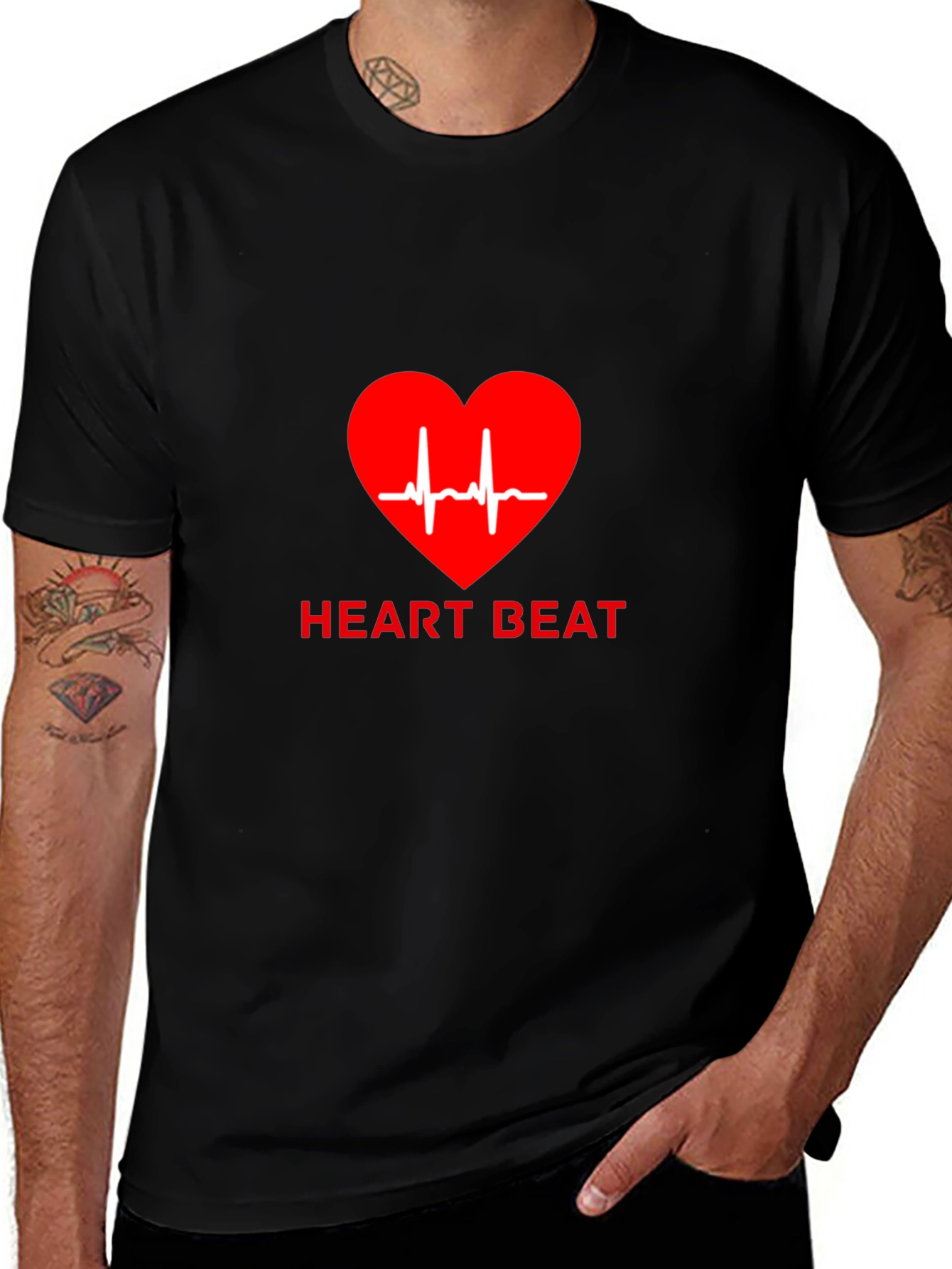 Heartbeat Graphic Tee - Black Casual T-Shirt