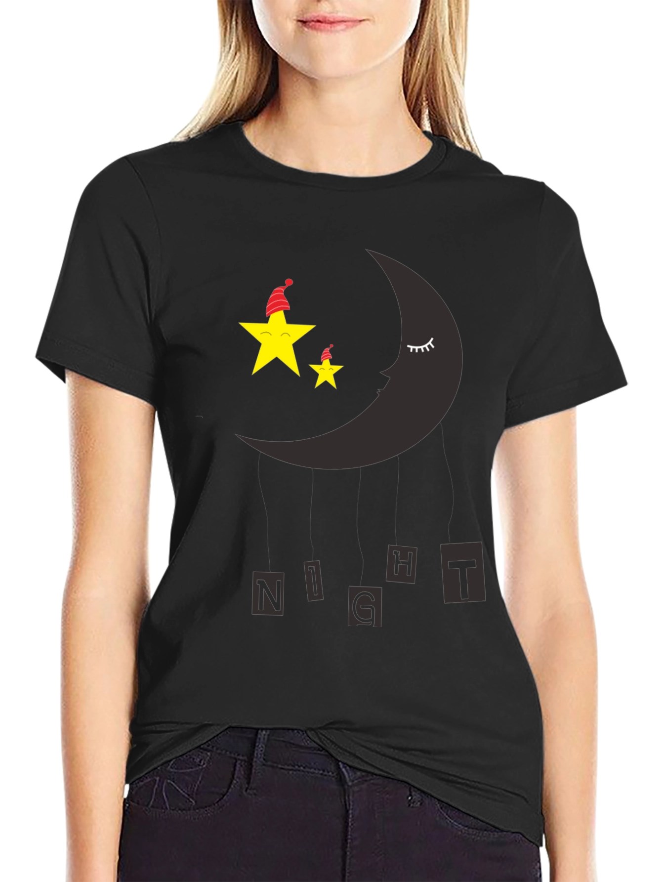Night Sky Sleepy Moon & Stars Graphic Tee