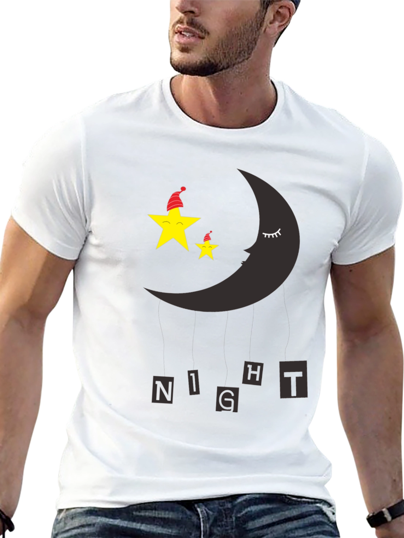 Night Sky Sleepy Moon & Stars Graphic Tee