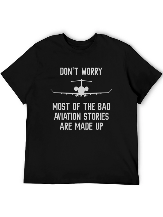 Aviation Stories Tee: Dont Worry - Black Graphic T-Shirt
