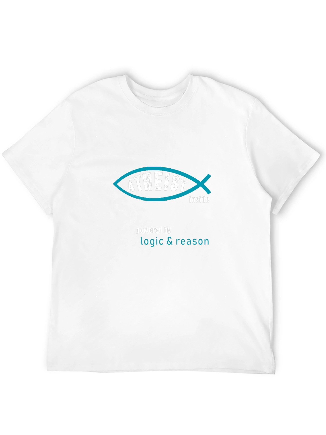 Atheist Fish Inside Black T-Shirt