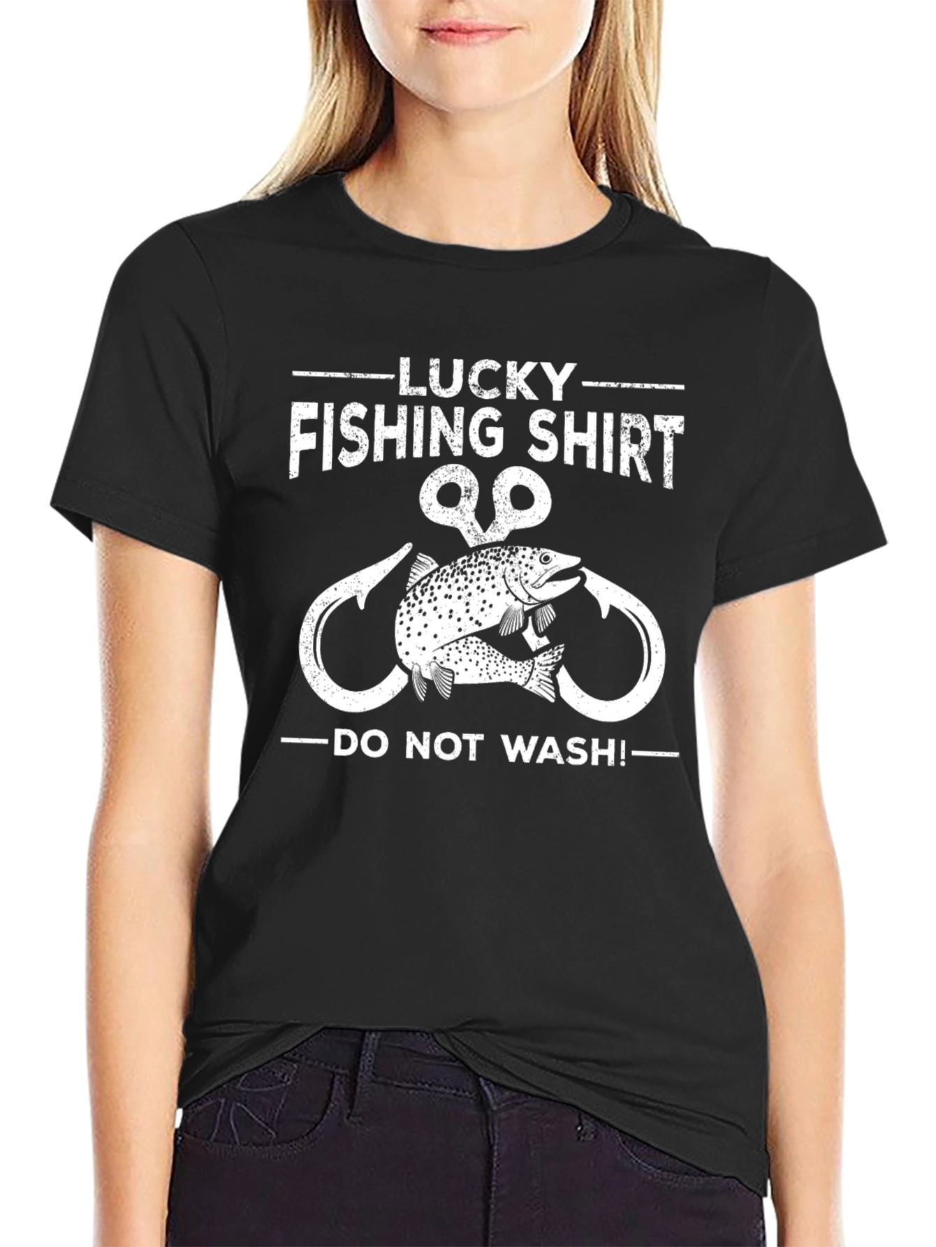 Lucky Fishing Shirt - Mens Black Graphic Tee