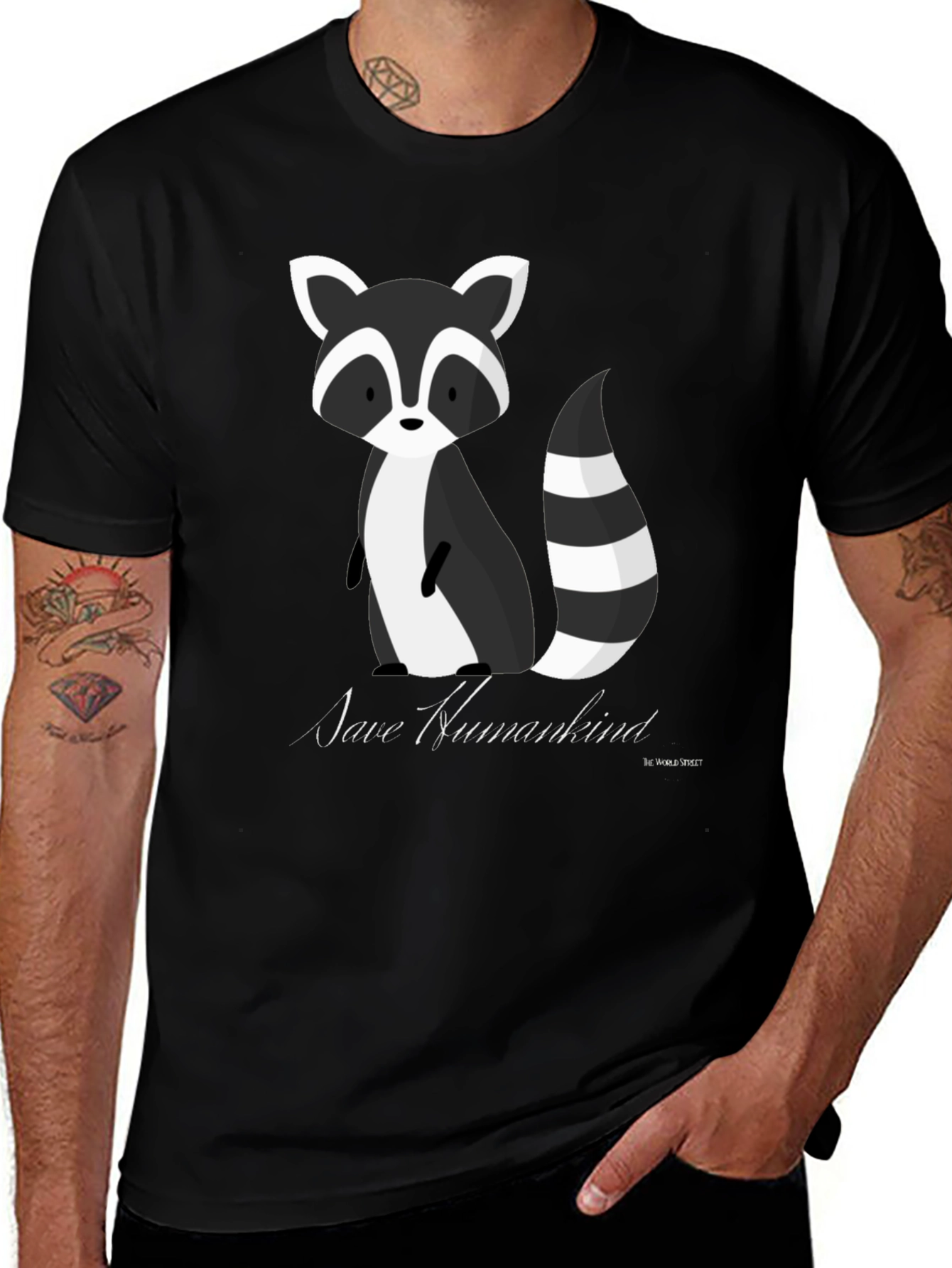 Save Humankind Raccoon Graphic Tee - Black