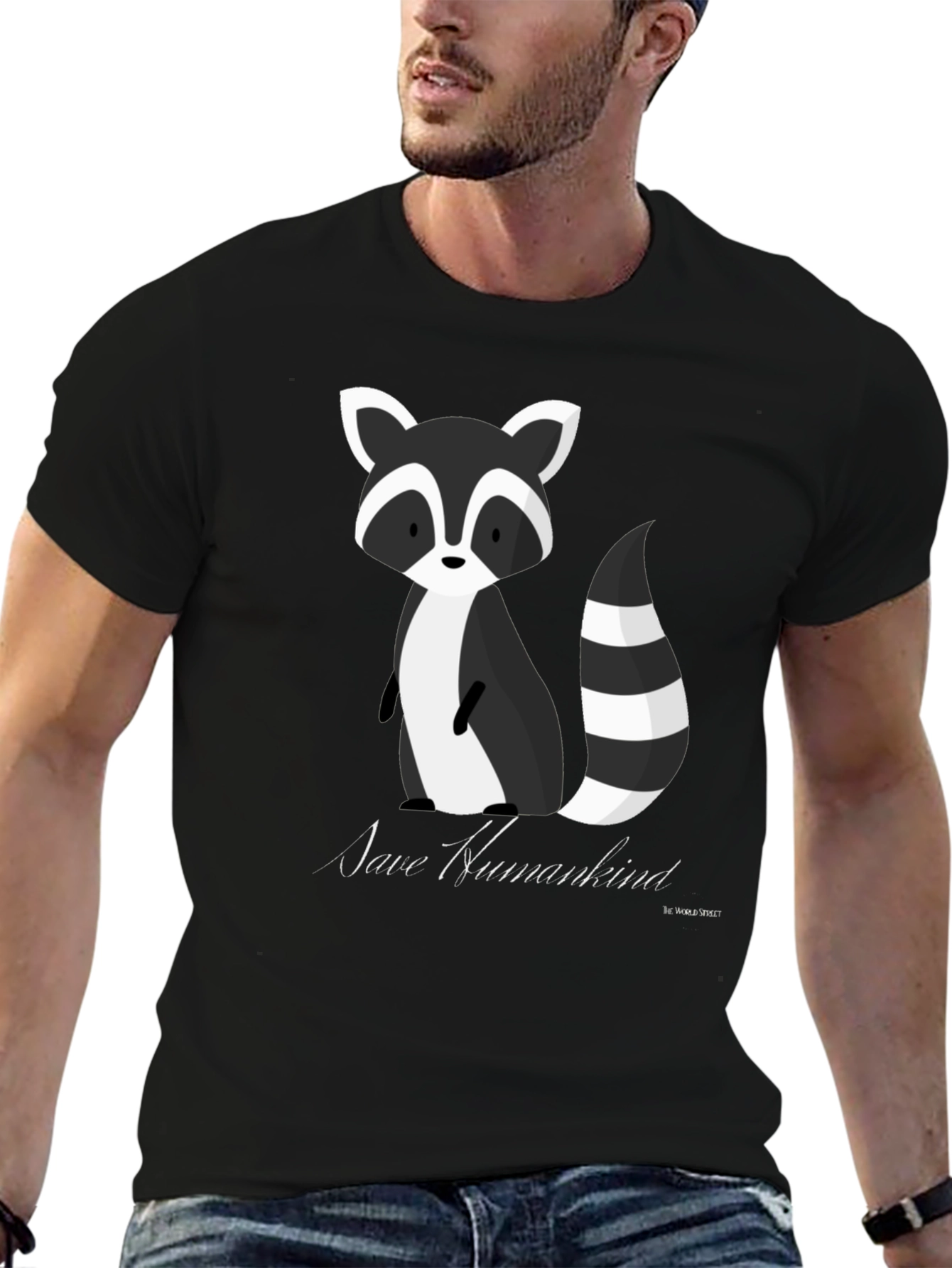 Save Humankind Raccoon Graphic Tee - Black