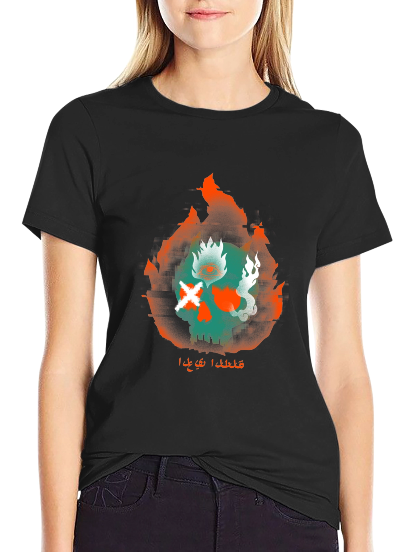 Fiery Skull Graphic Tee - Urban Style Black T-Shirt