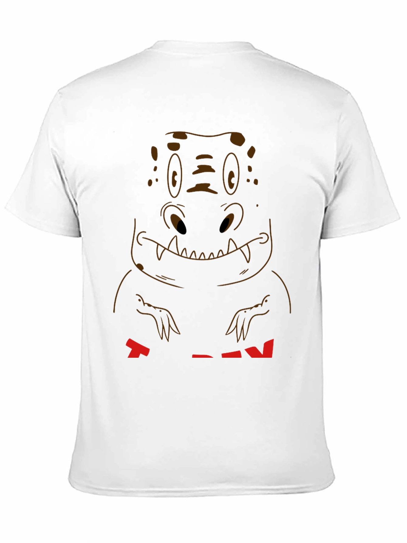 Cartoon Dinosaur Graphic Tee - Casual Black T-Shirt