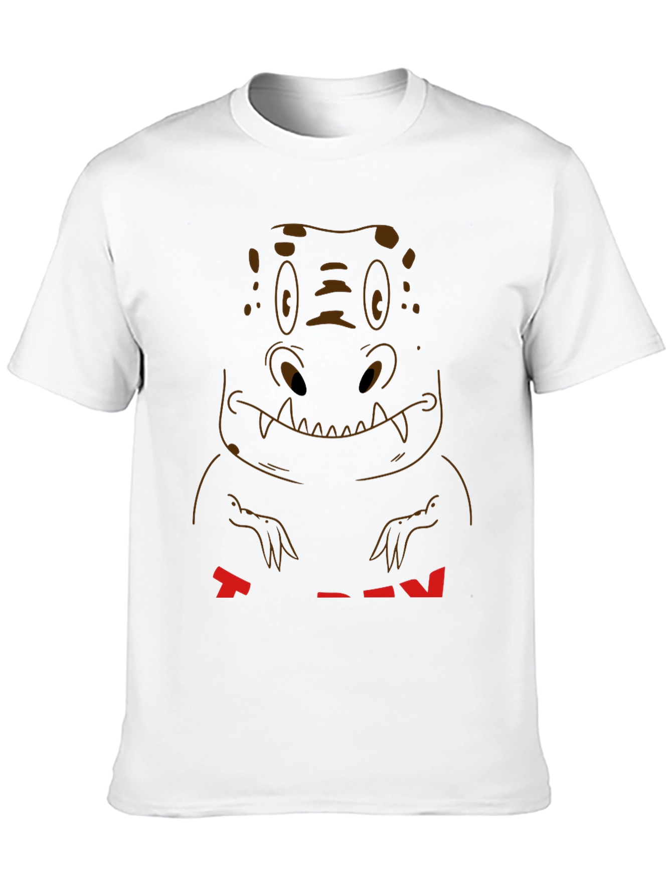 Cartoon Dinosaur Graphic Tee - Casual Black T-Shirt