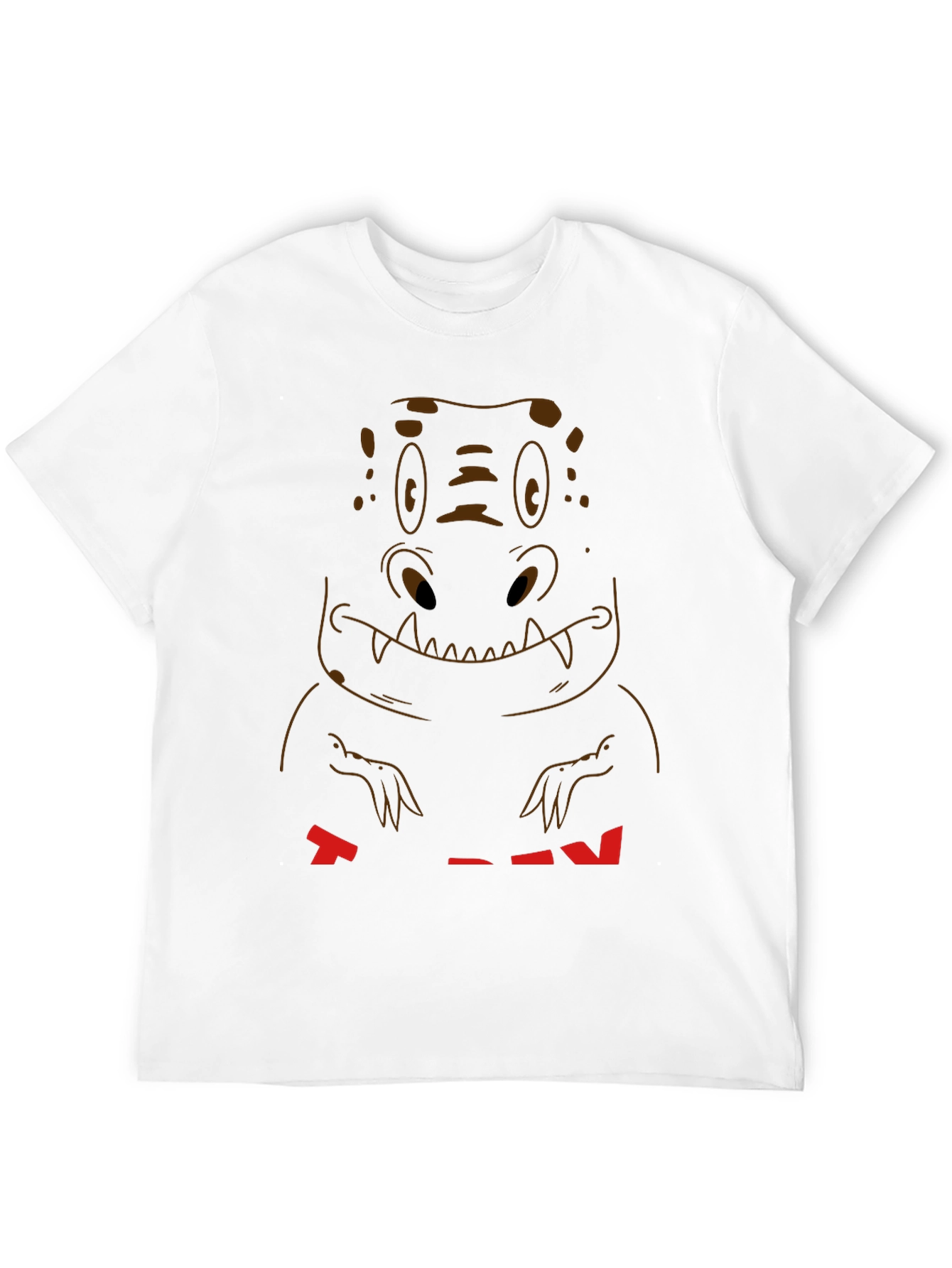 Cartoon Dinosaur Graphic Tee - Casual Black T-Shirt