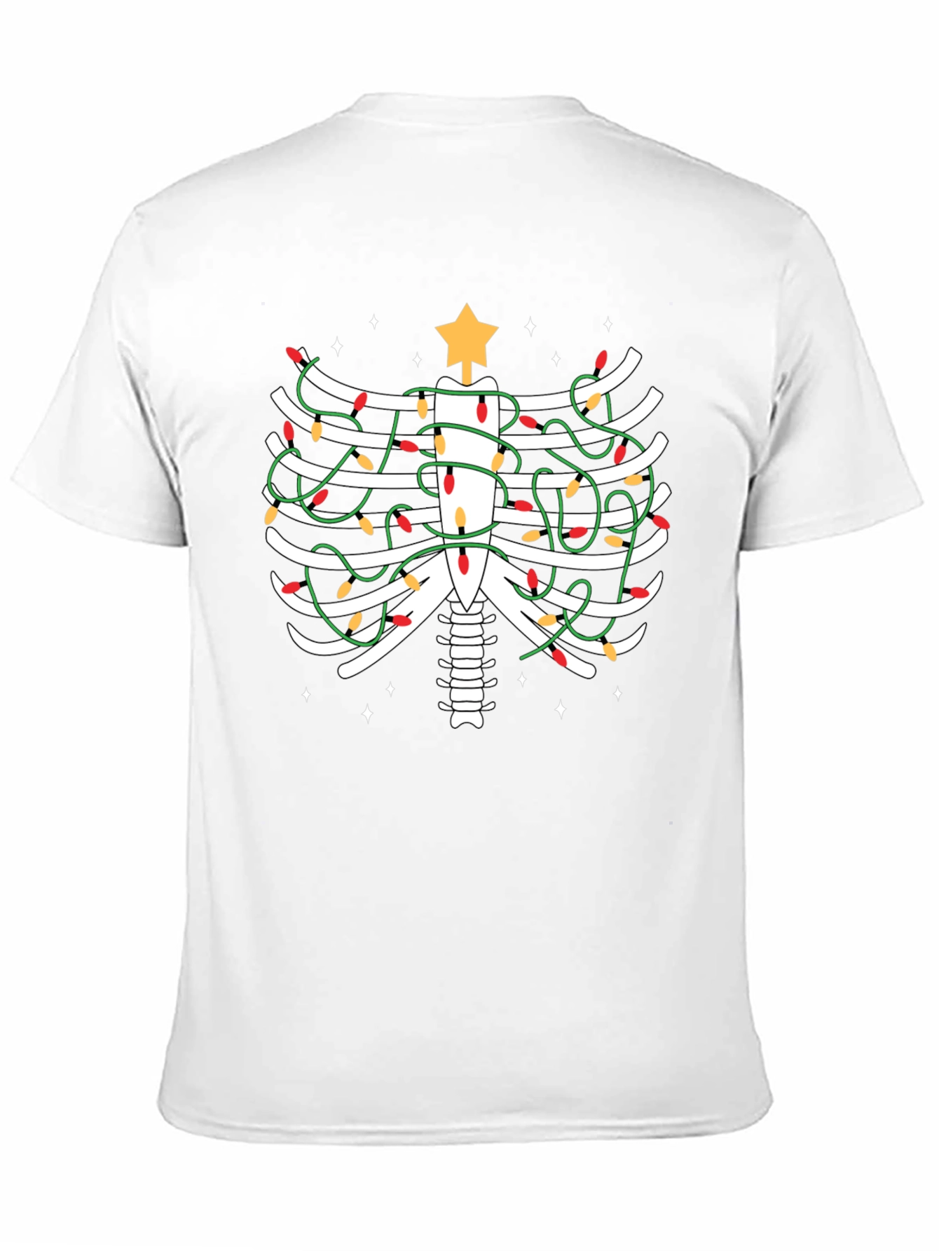 Festive Skeleton Rib Cage Christmas Lights T-Shirt