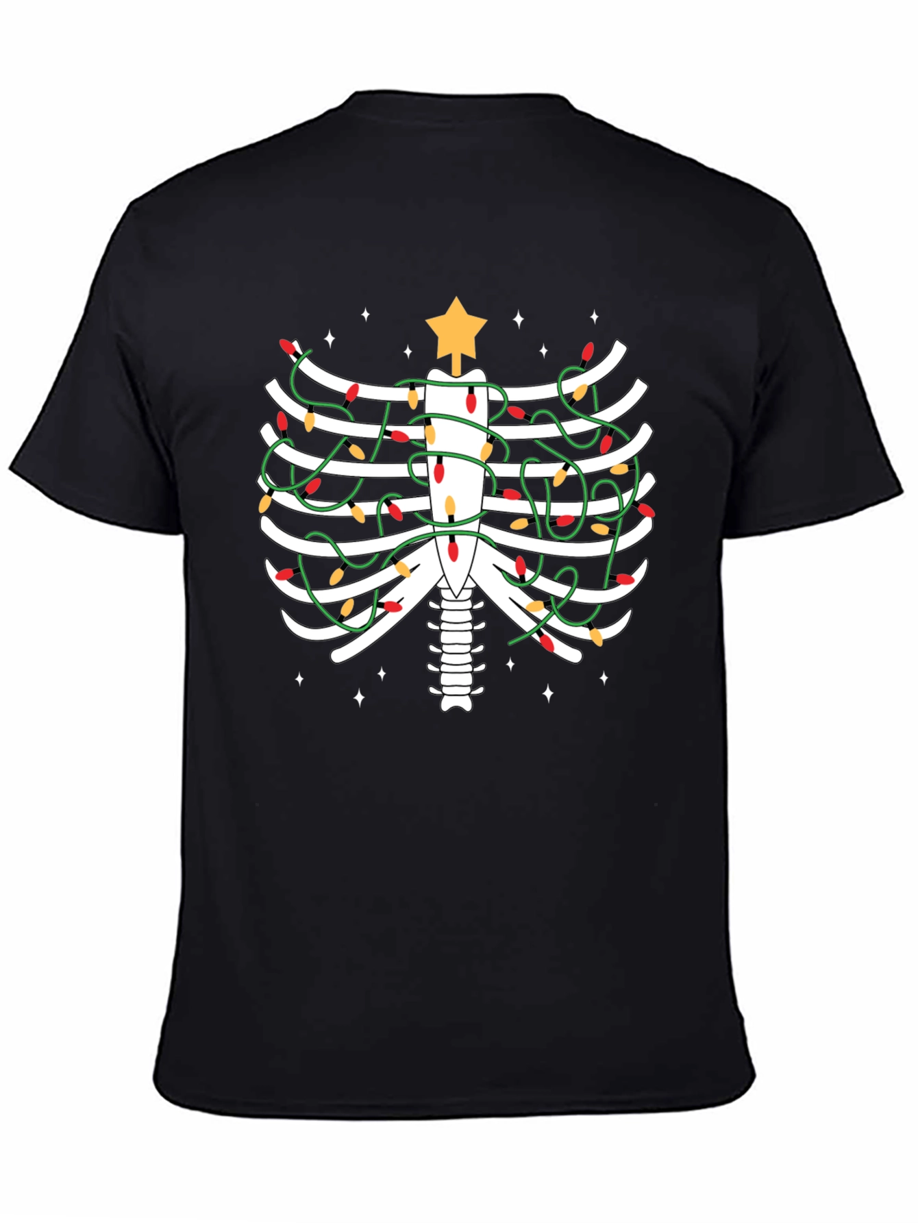 Festive Skeleton Rib Cage Christmas Lights T-Shirt