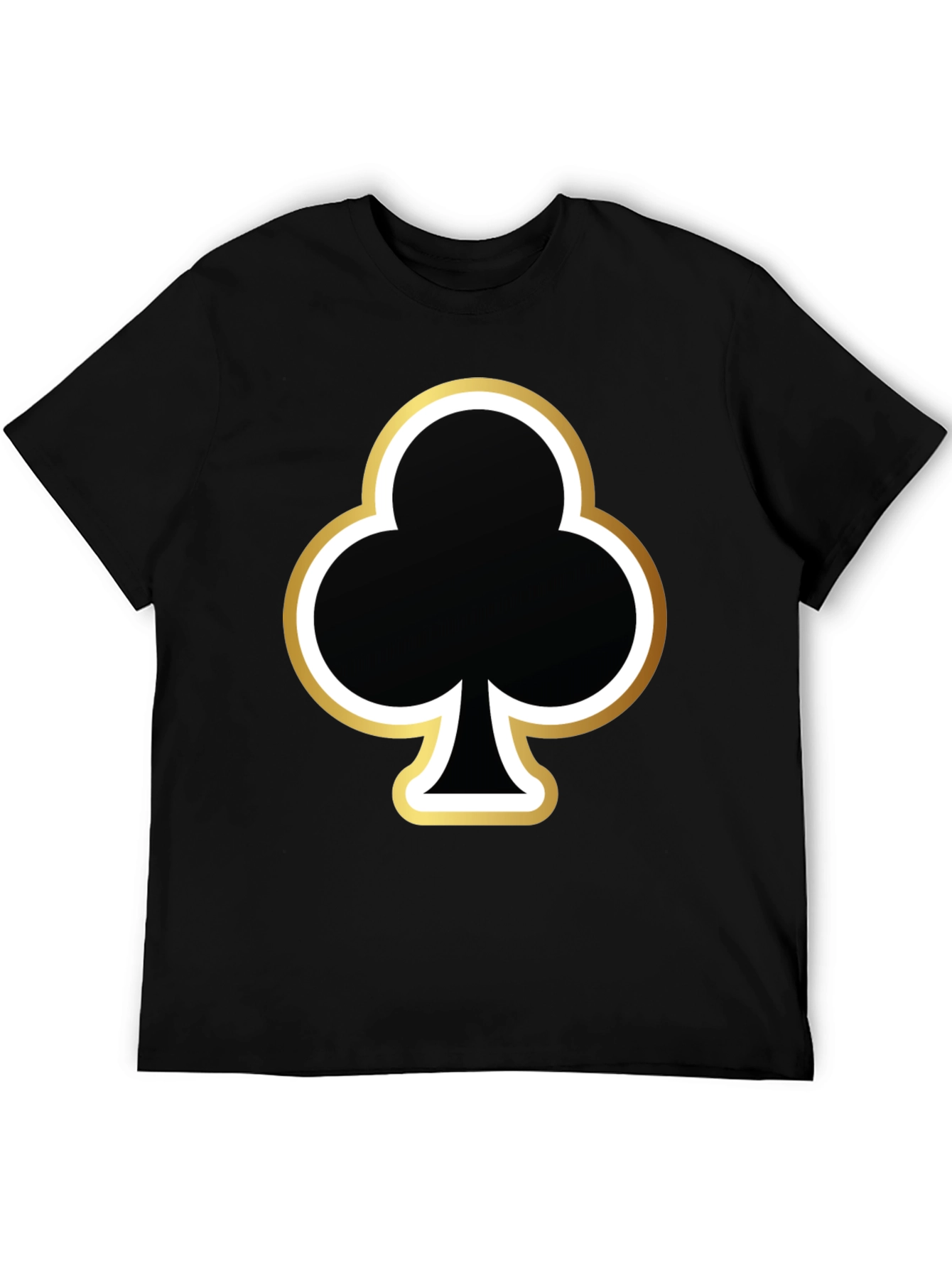 Black T-Shirt with Club Card Suit Graphic Print
