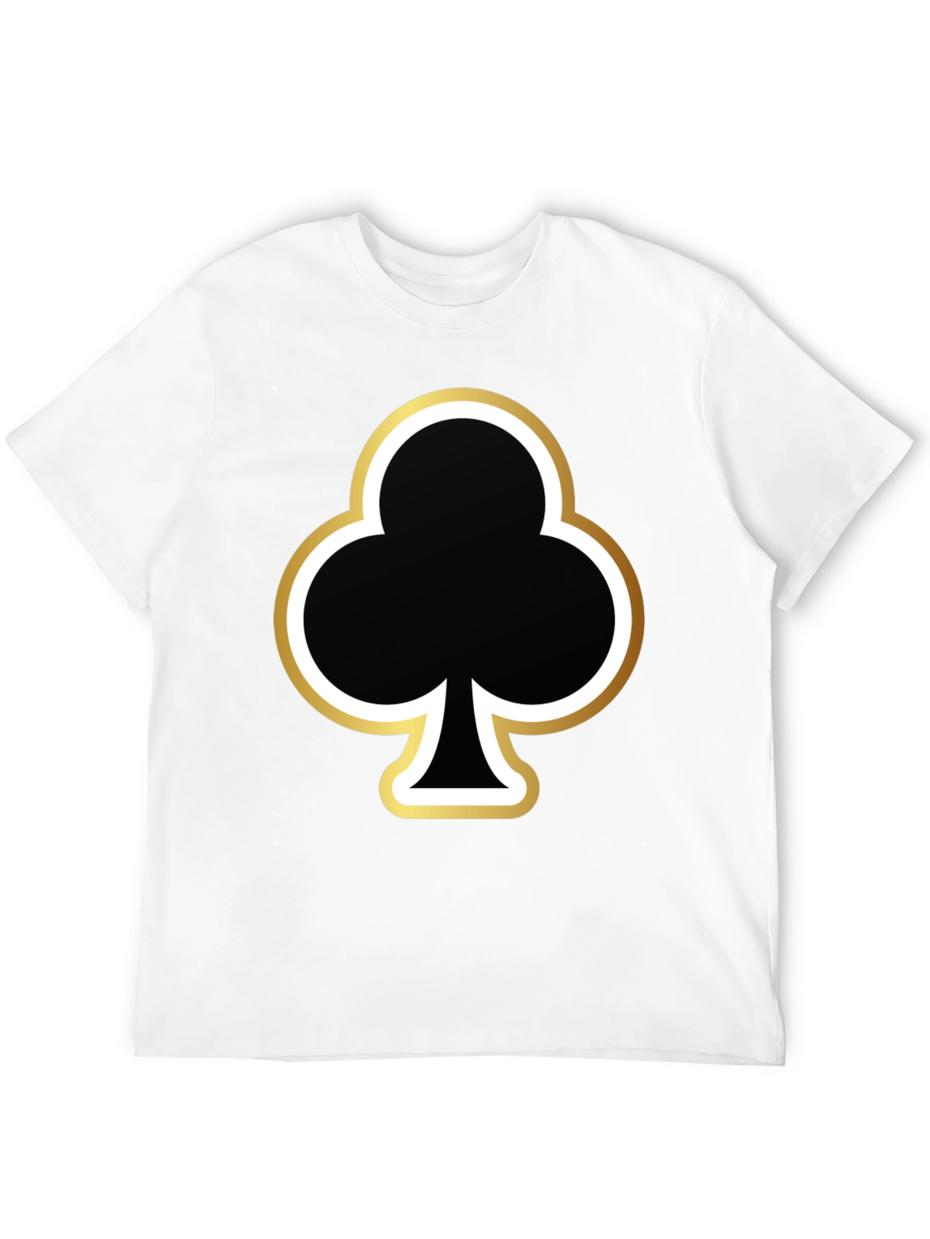Black T-Shirt with Club Card Suit Graphic Print