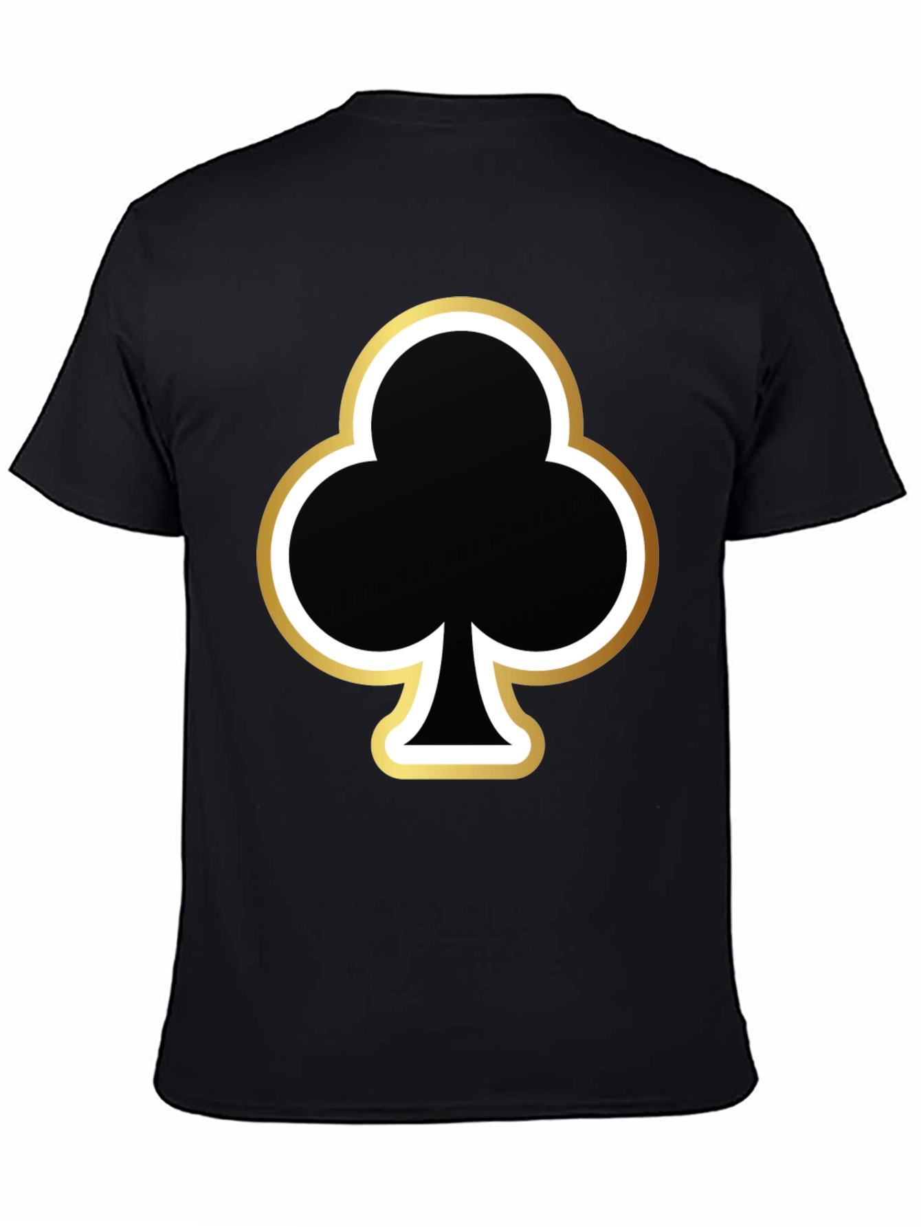 Black T-Shirt with Club Card Suit Graphic Print