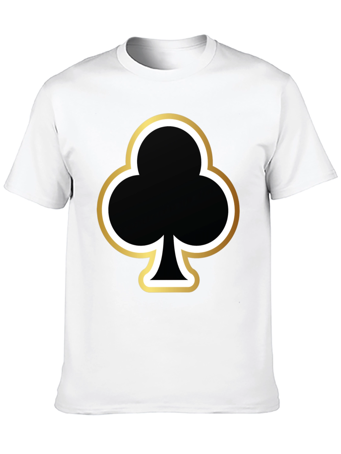 Black T-Shirt with Club Card Suit Graphic Print