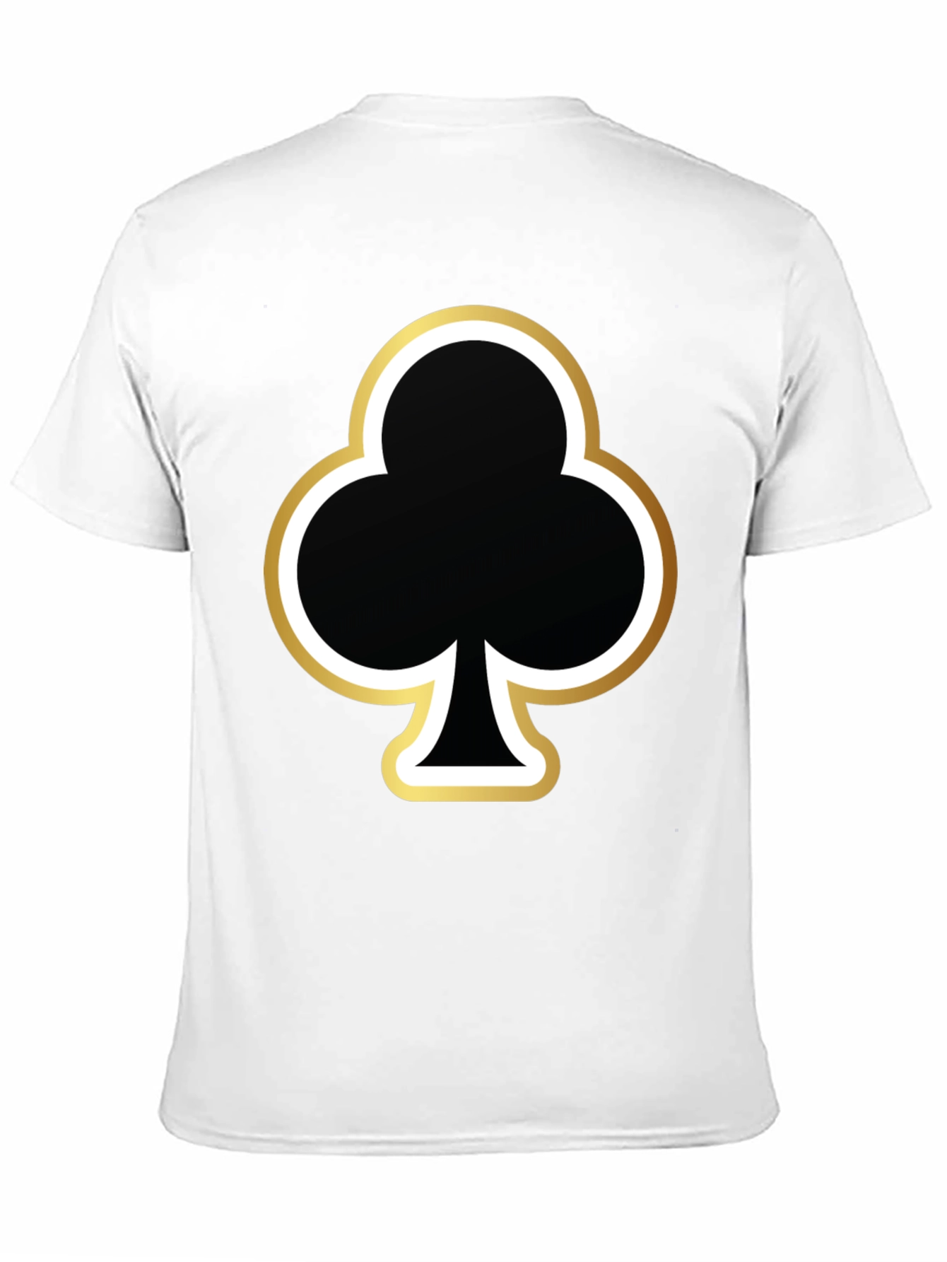 Black T-Shirt with Club Card Suit Graphic Print