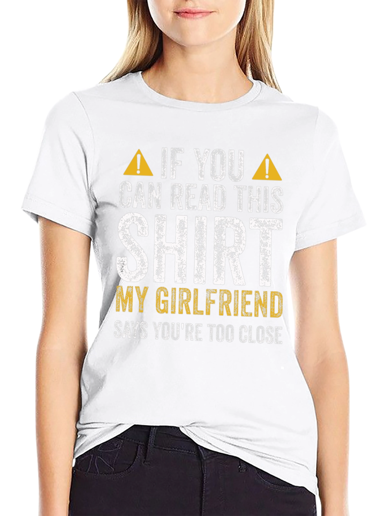 Funny Girlfriend Warning Graphic Tee - Too Close!