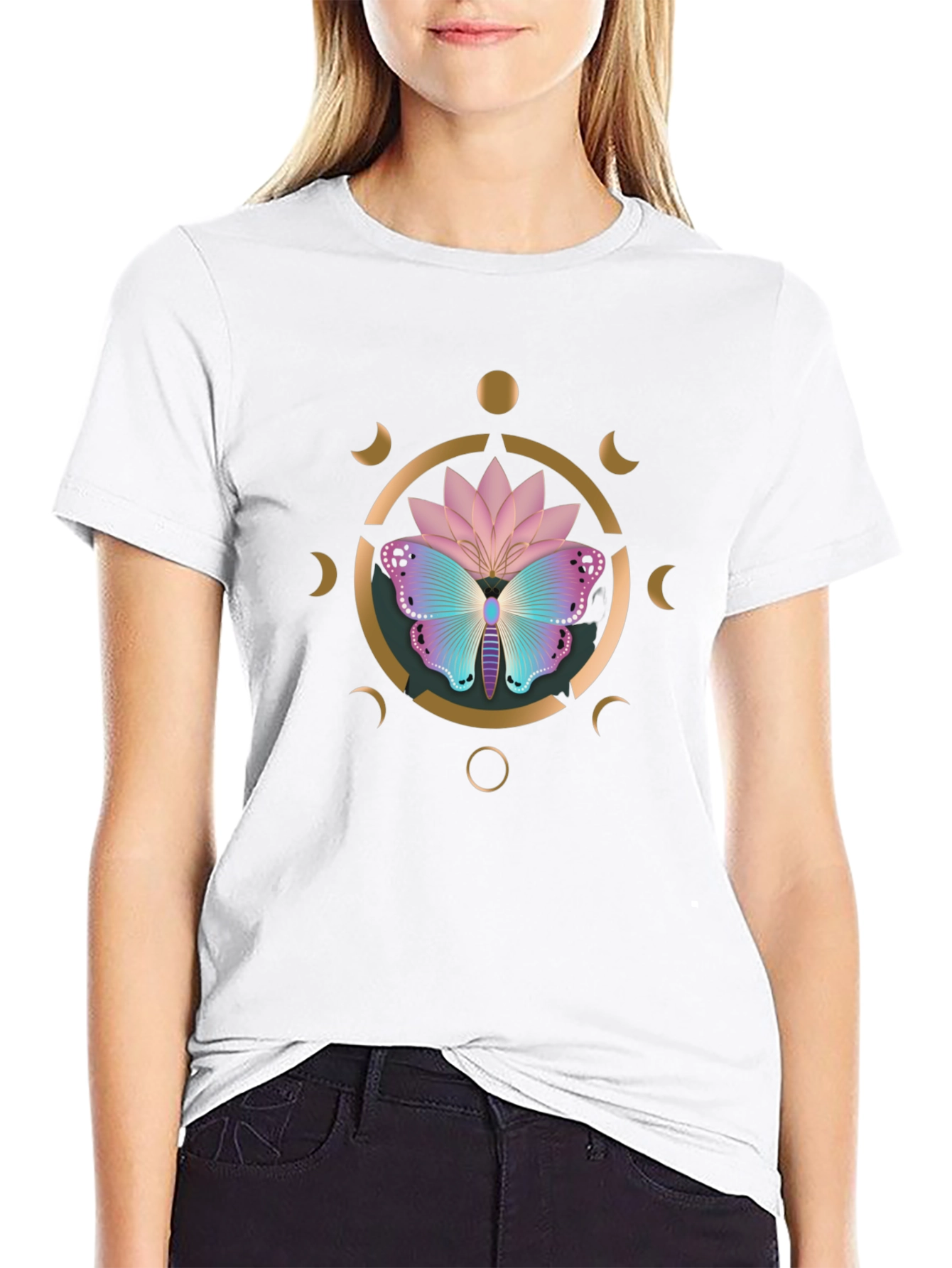 Butterfly Lotus Moon Phase Graphic Tee
