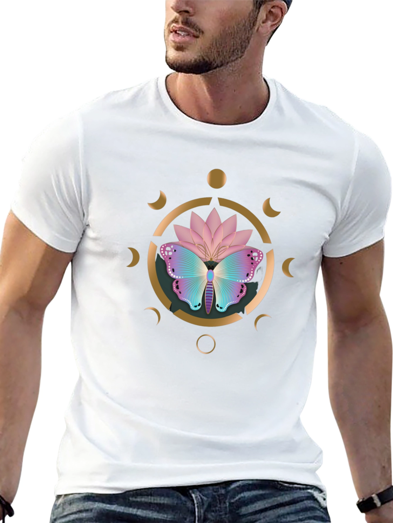 Butterfly Lotus Moon Phase Graphic Tee