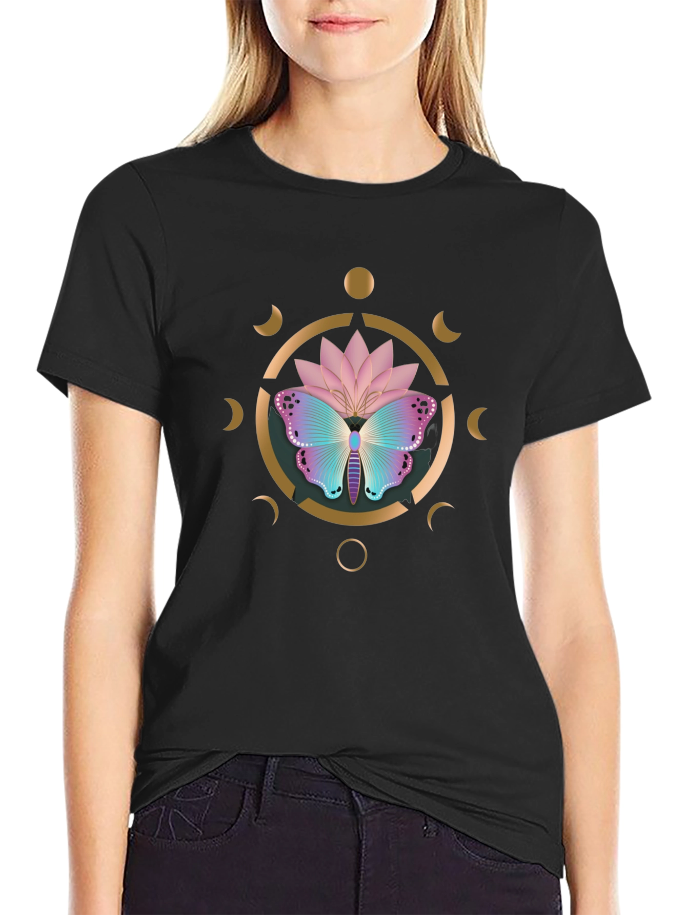 Butterfly Lotus Moon Phase Graphic Tee