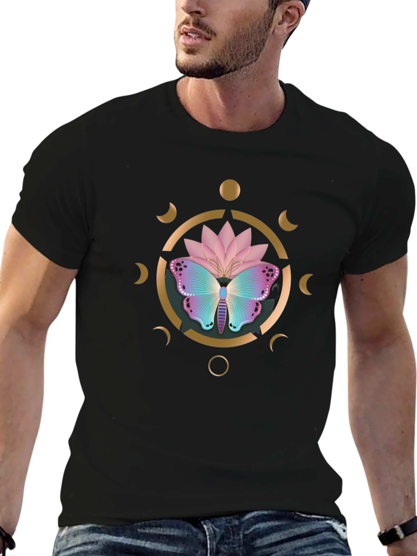 Butterfly Lotus Moon Phase Graphic Tee