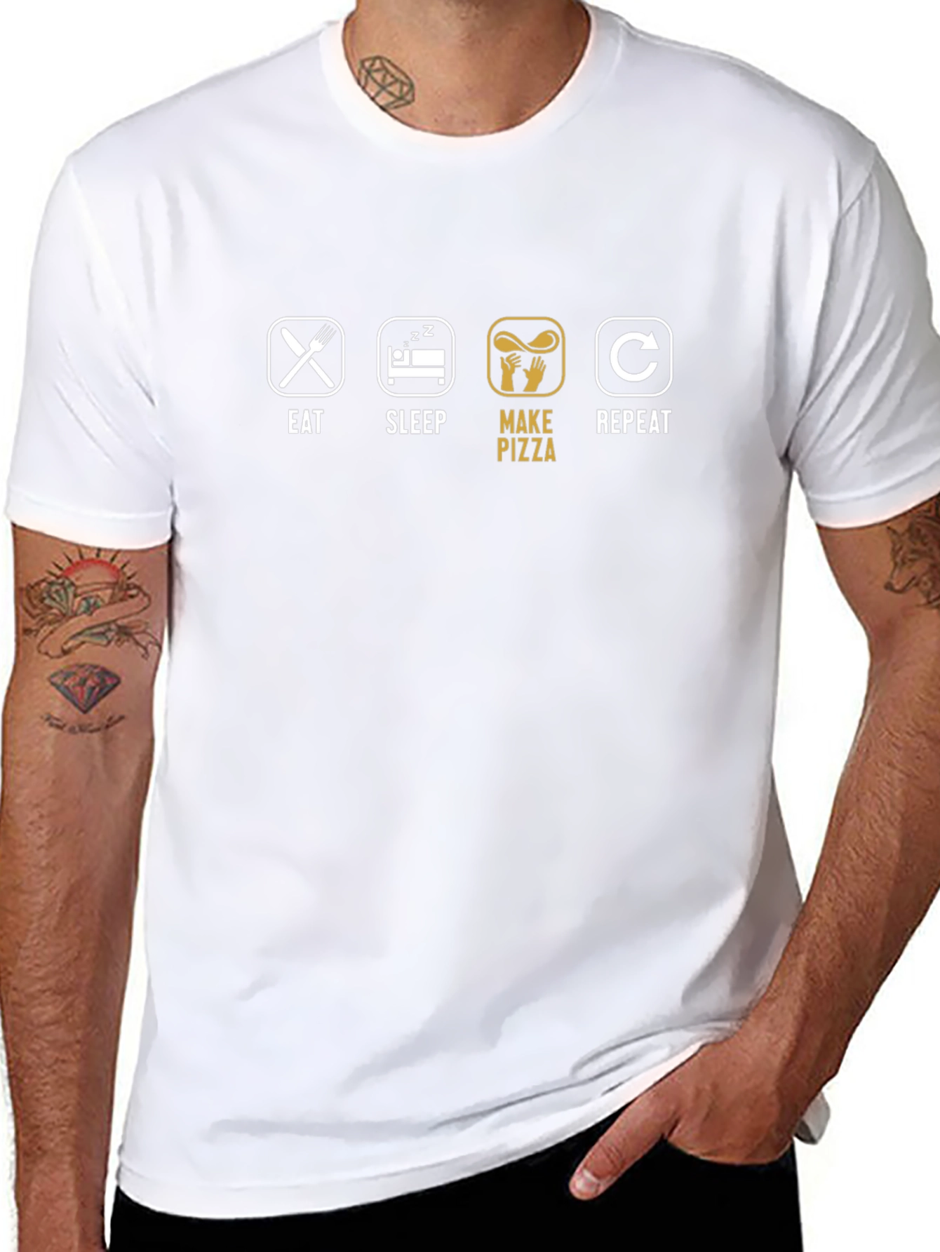 Eat Sleep Make Pizza Repeat Black T-Shirt