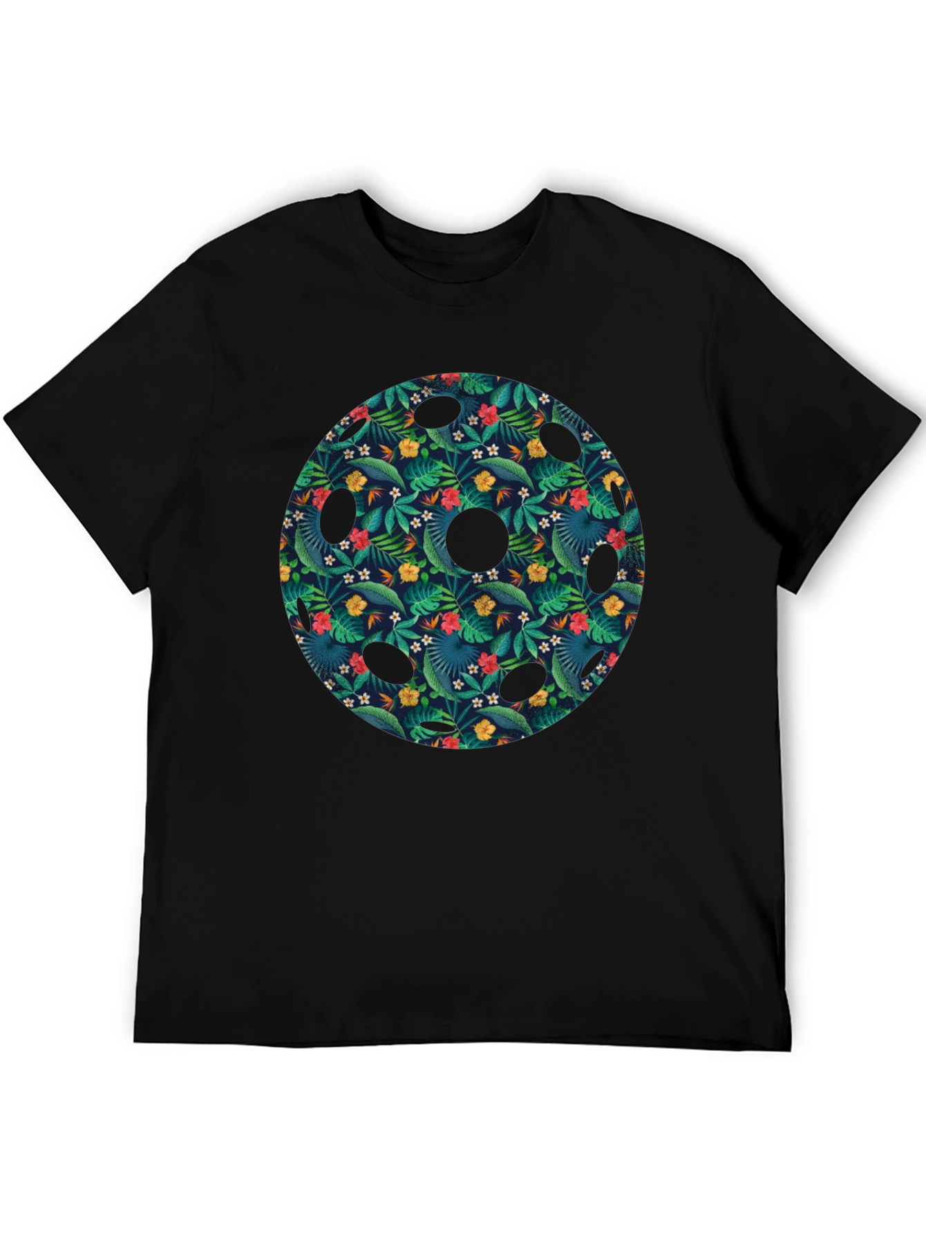 Tropical Pickleball Paddle Graphic Tee - Black