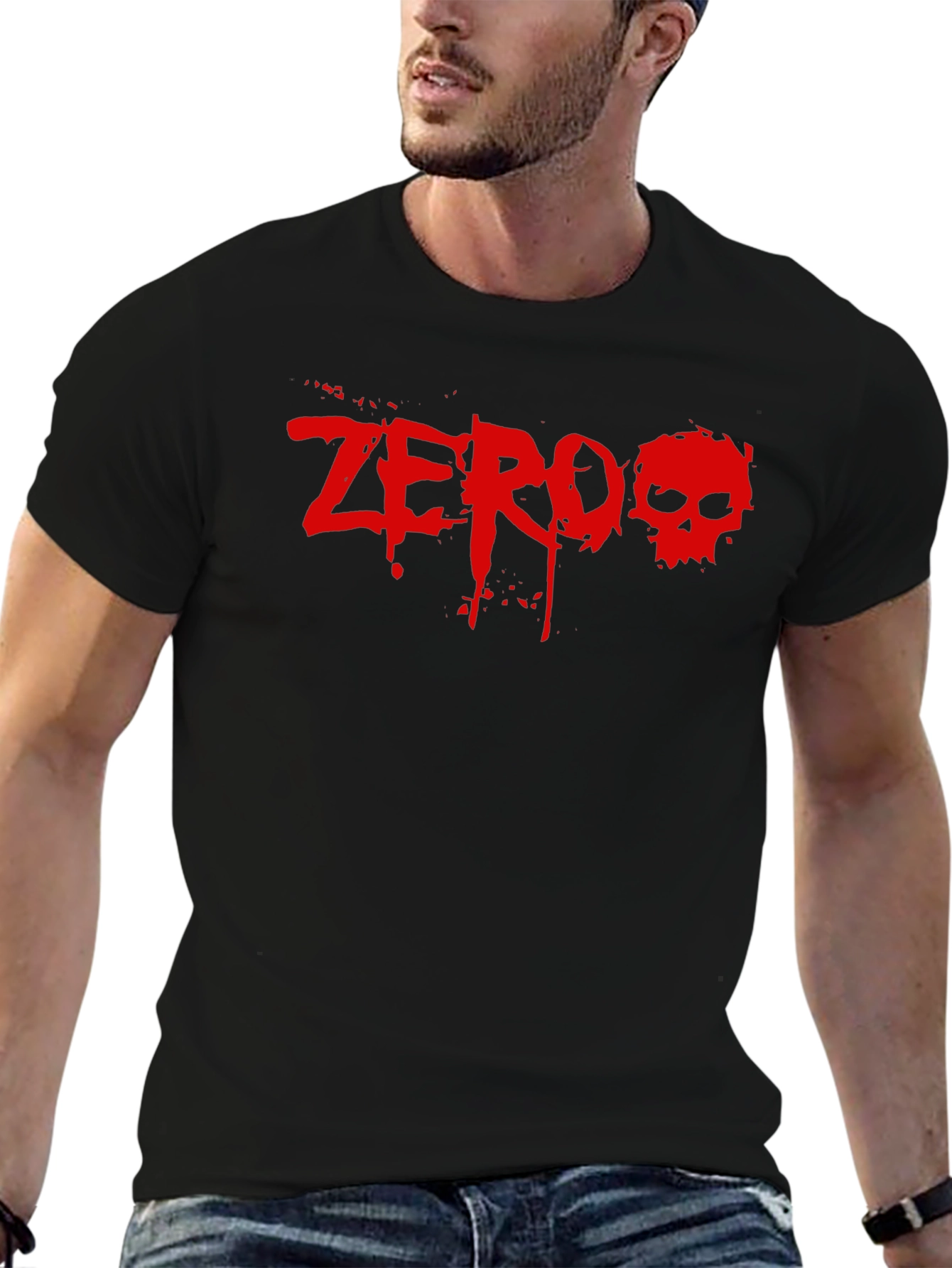 Zero Skull Graphic Tee - Black Cotton T-Shirt