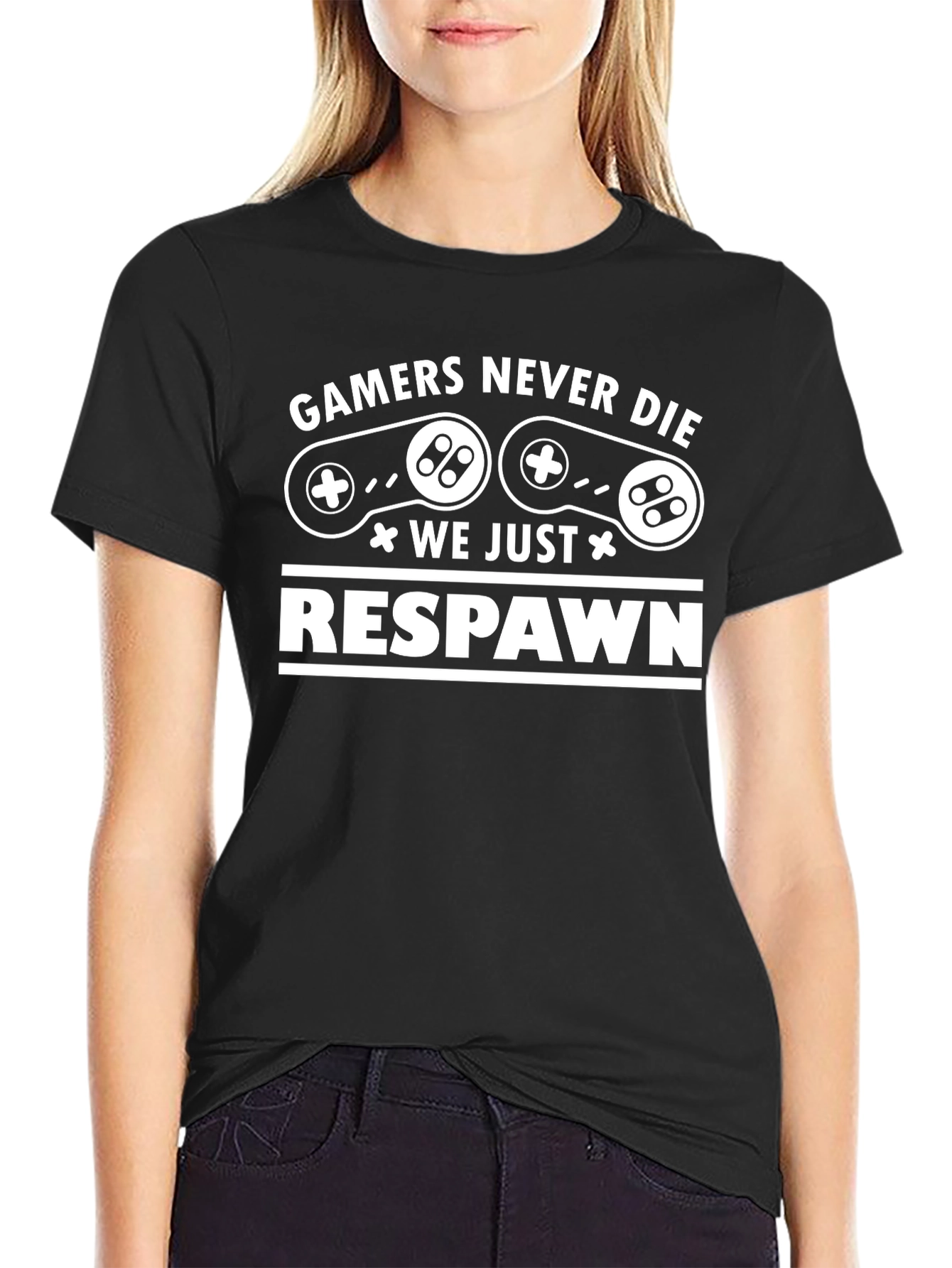 Gamer Never Die Respawn Black T-Shirt