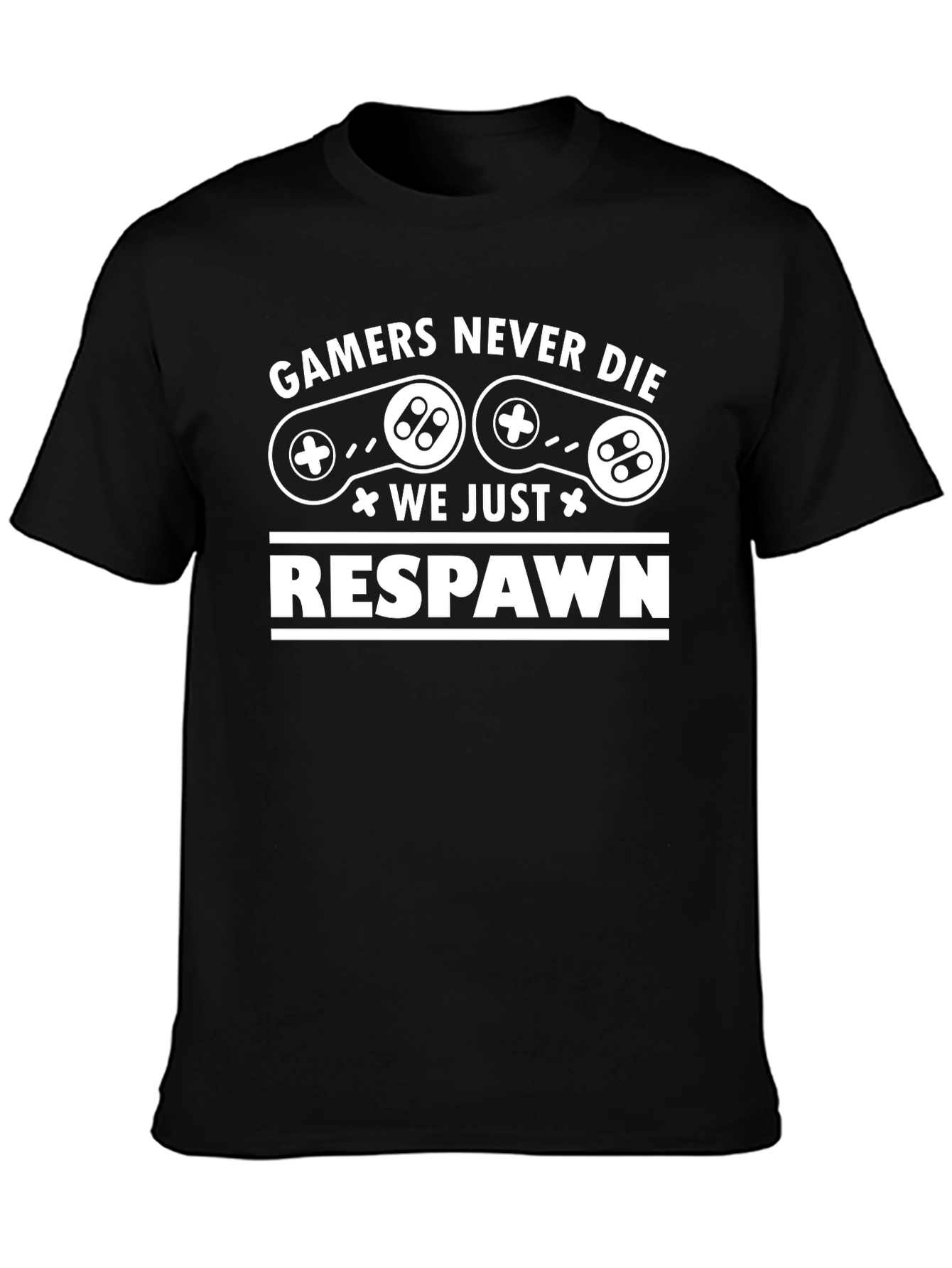 Gamer Never Die Respawn Black T-Shirt