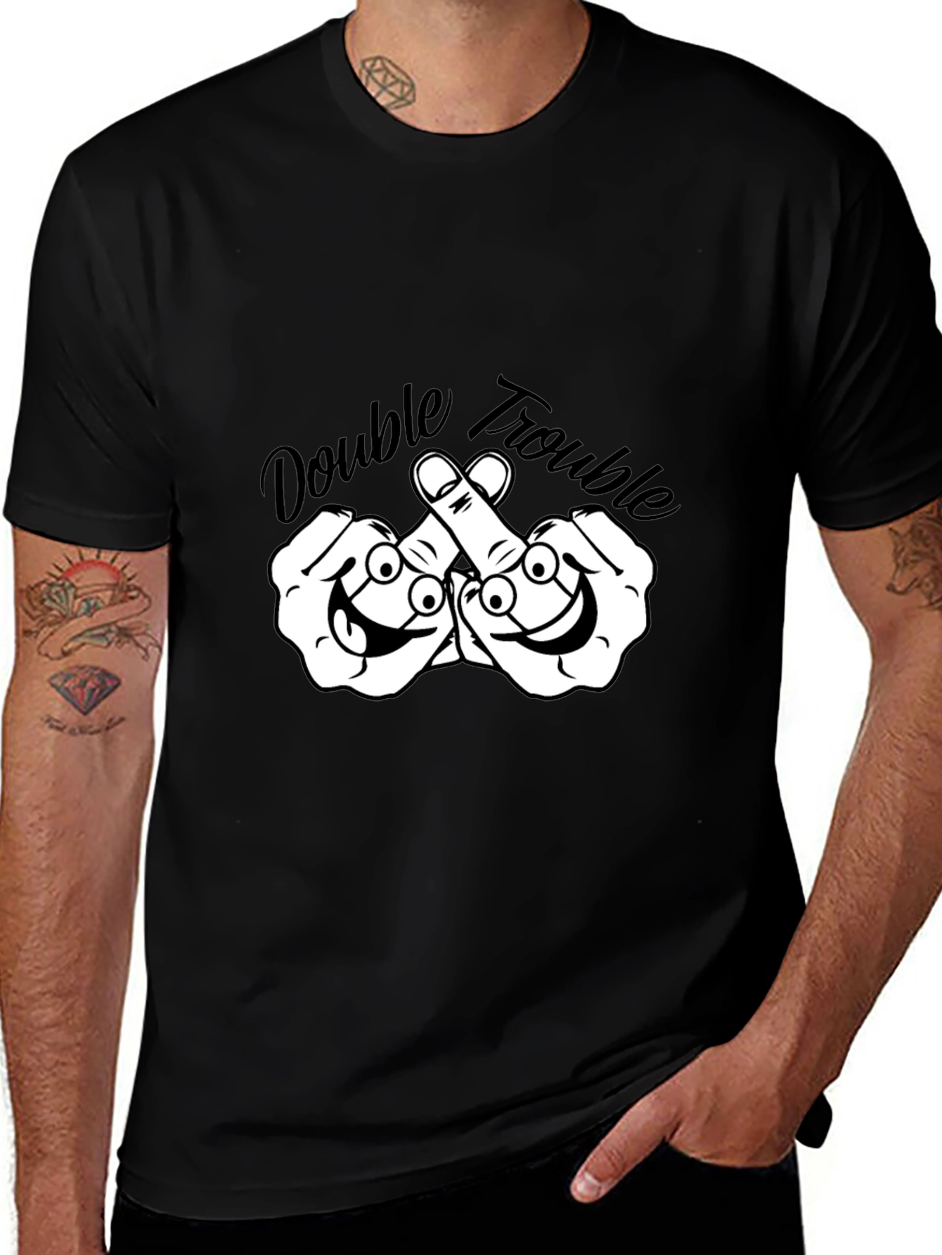 Double Trouble Graphic Tee - Black